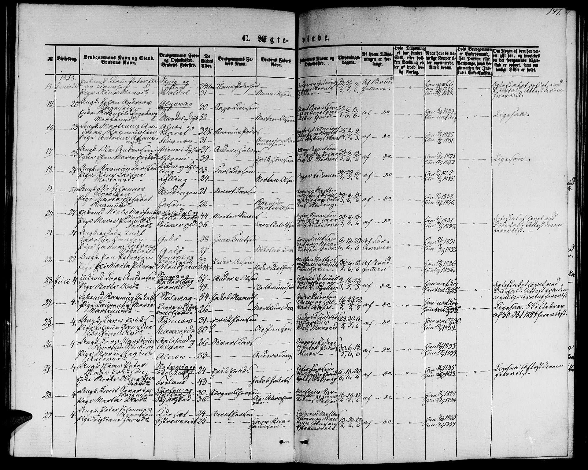 Ministerialprotokoller, klokkerbøker og fødselsregistre - Møre og Romsdal, AV/SAT-A-1454/528/L0427: Parish register (copy) no. 528C08, 1855-1864, p. 147