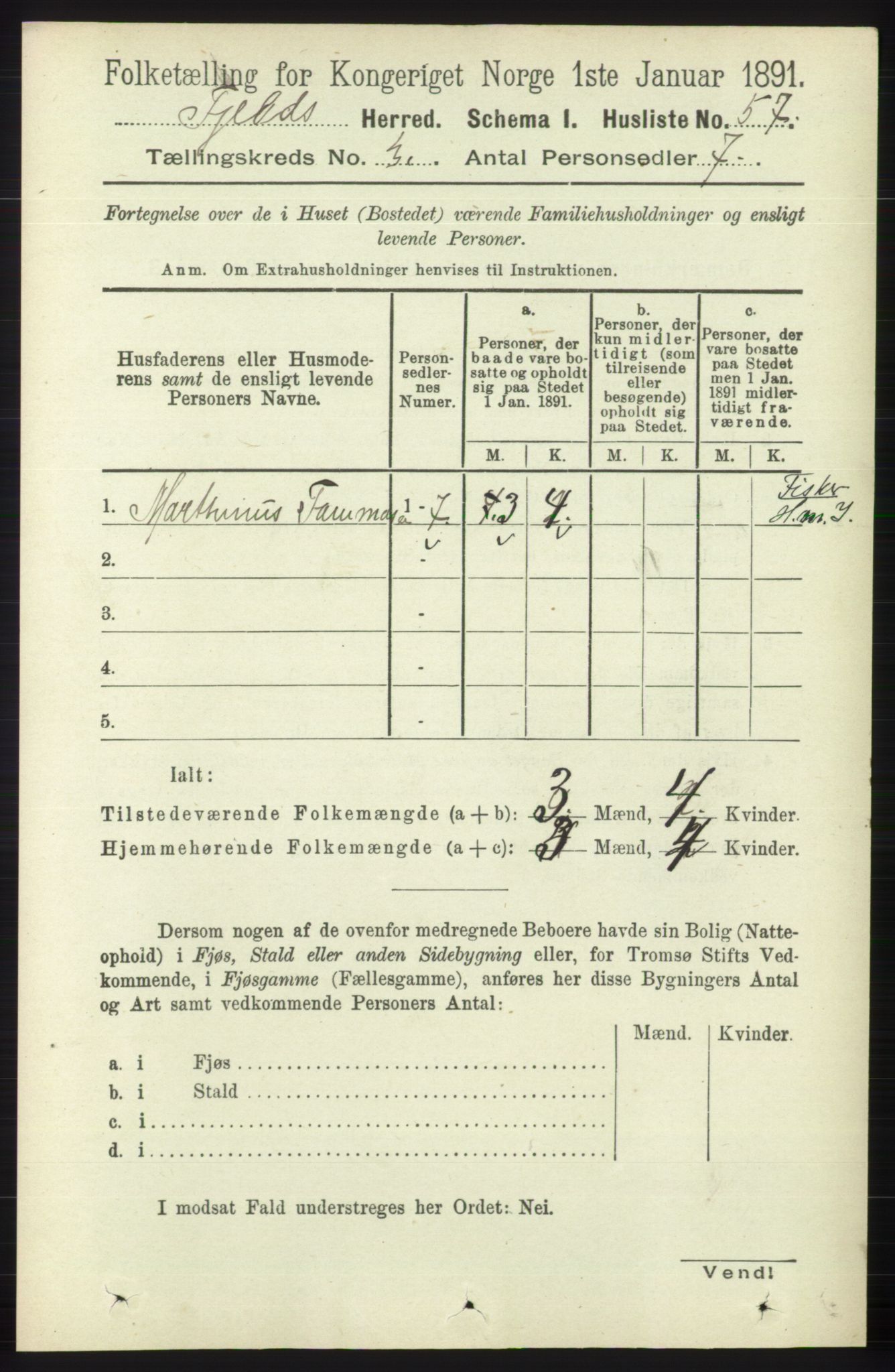 RA, 1891 census for 1246 Fjell, 1891, p. 1270