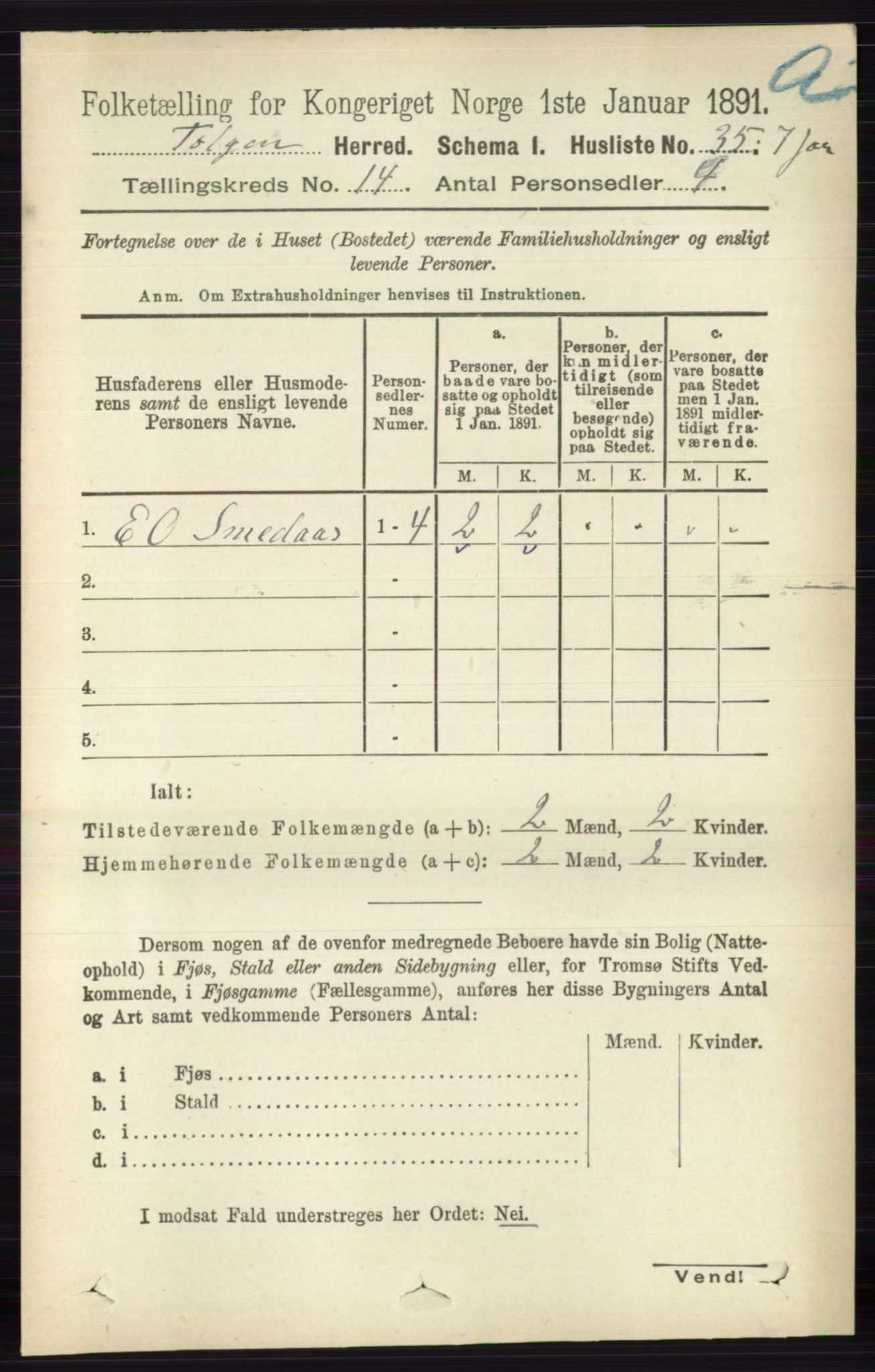 RA, 1891 census for 0436 Tolga, 1891, p. 4115