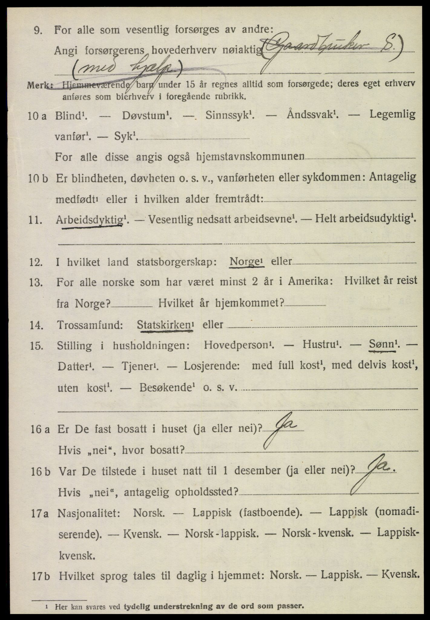 SAT, 1920 census for Grong, 1920, p. 1208