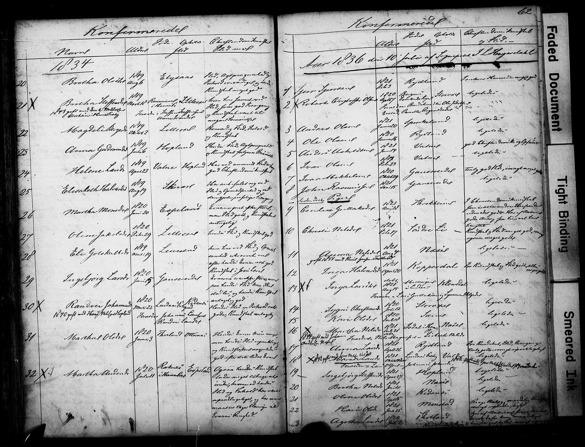 Alversund Sokneprestembete, SAB/A-73901/H/Ha/Hab: Parish register (copy) no. D 1, 1800-1870, p. 62