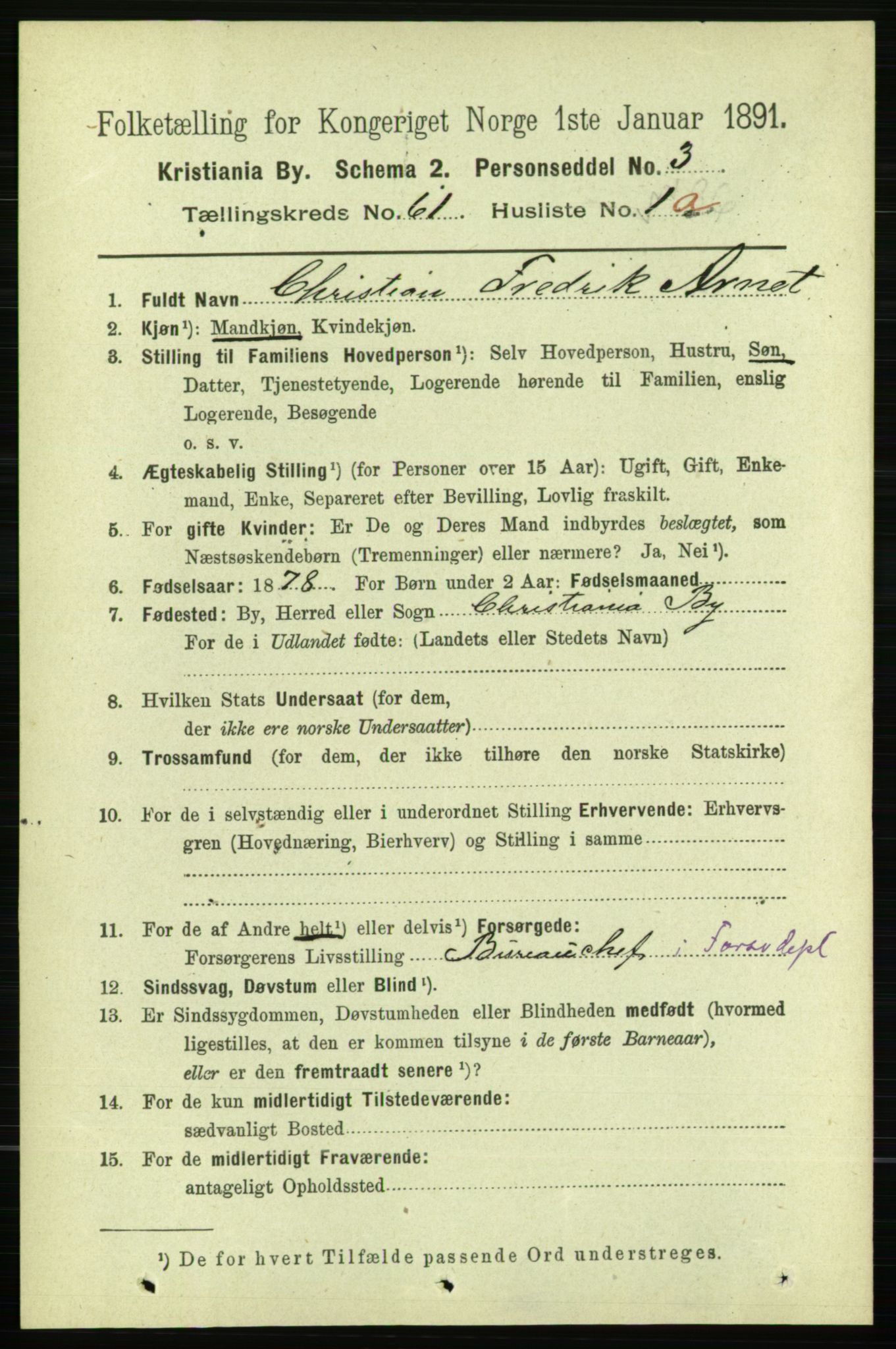 RA, 1891 census for 0301 Kristiania, 1891, p. 32406