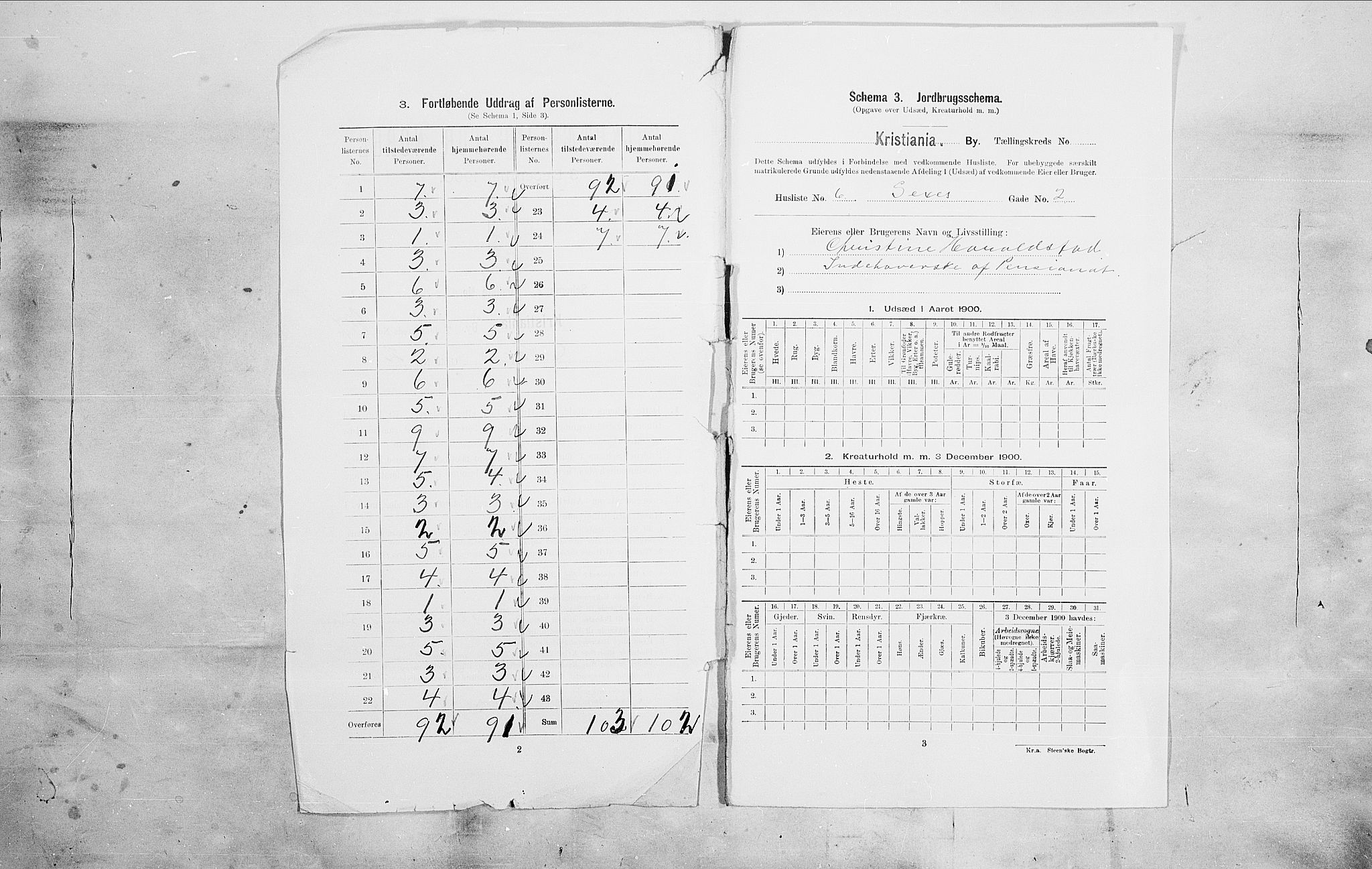 SAO, 1900 census for Kristiania, 1900, p. 84200