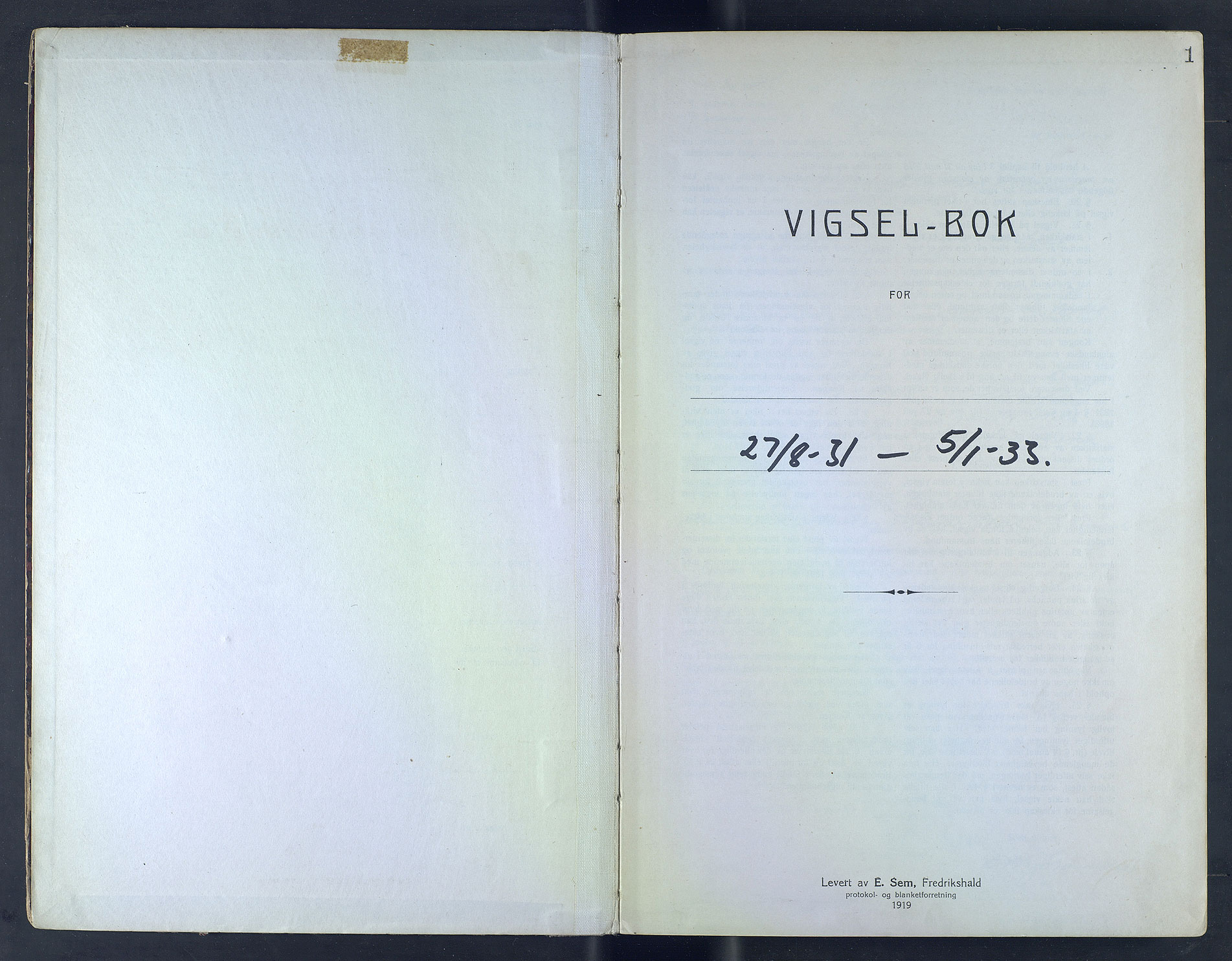 Byfogd og Byskriver i Bergen, SAB/A-3401/10/10F/L0006: Vielsesprotokoller, 1931-1933, p. 1a