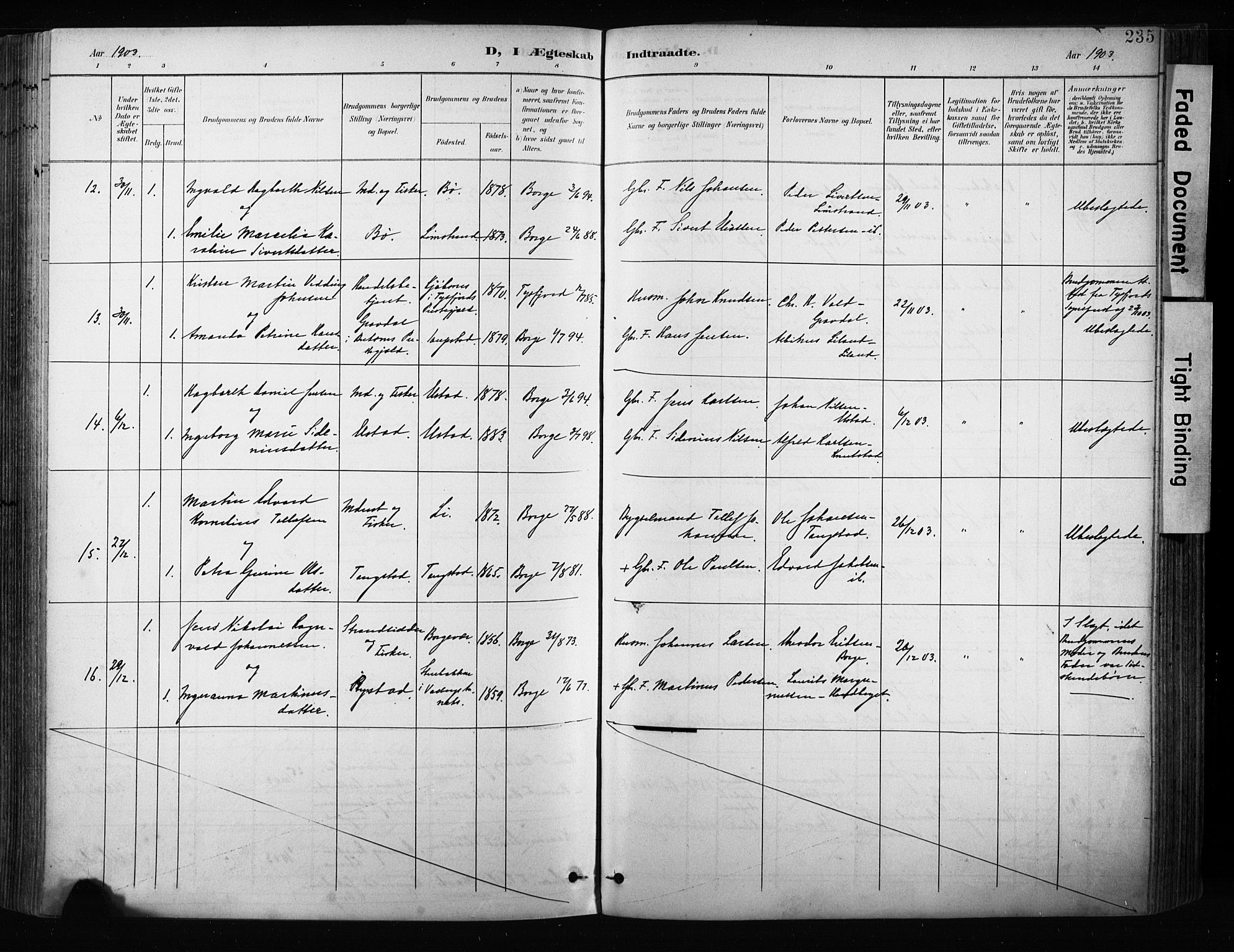 Ministerialprotokoller, klokkerbøker og fødselsregistre - Nordland, AV/SAT-A-1459/880/L1134: Parish register (official) no. 880A08, 1899-1908, p. 235