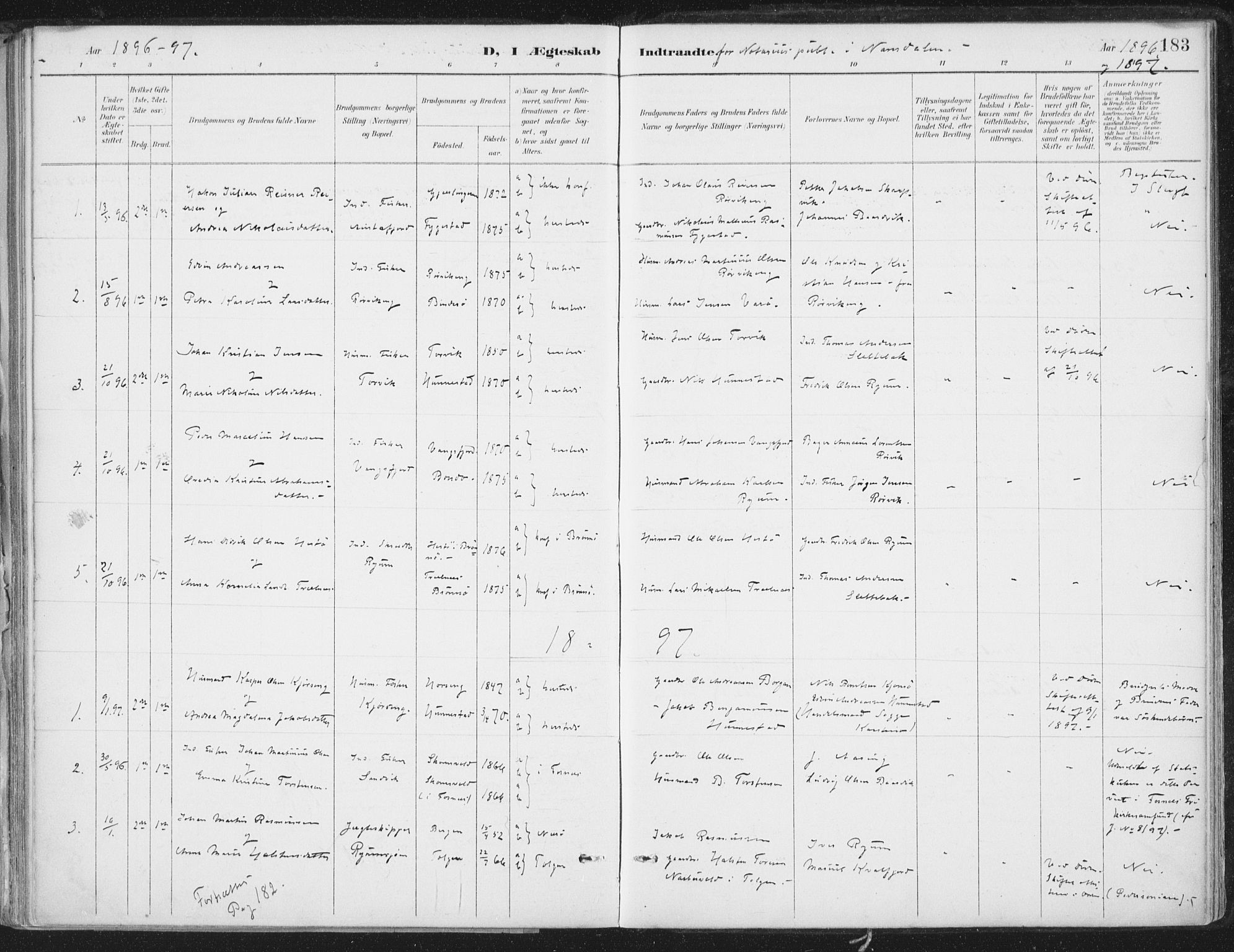 Ministerialprotokoller, klokkerbøker og fødselsregistre - Nord-Trøndelag, SAT/A-1458/786/L0687: Parish register (official) no. 786A03, 1888-1898, p. 183