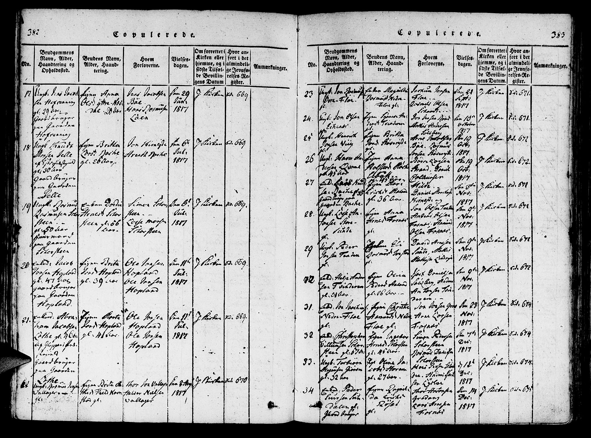 Innvik sokneprestembete, AV/SAB-A-80501: Parish register (official) no. A 2, 1816-1821, p. 382-383