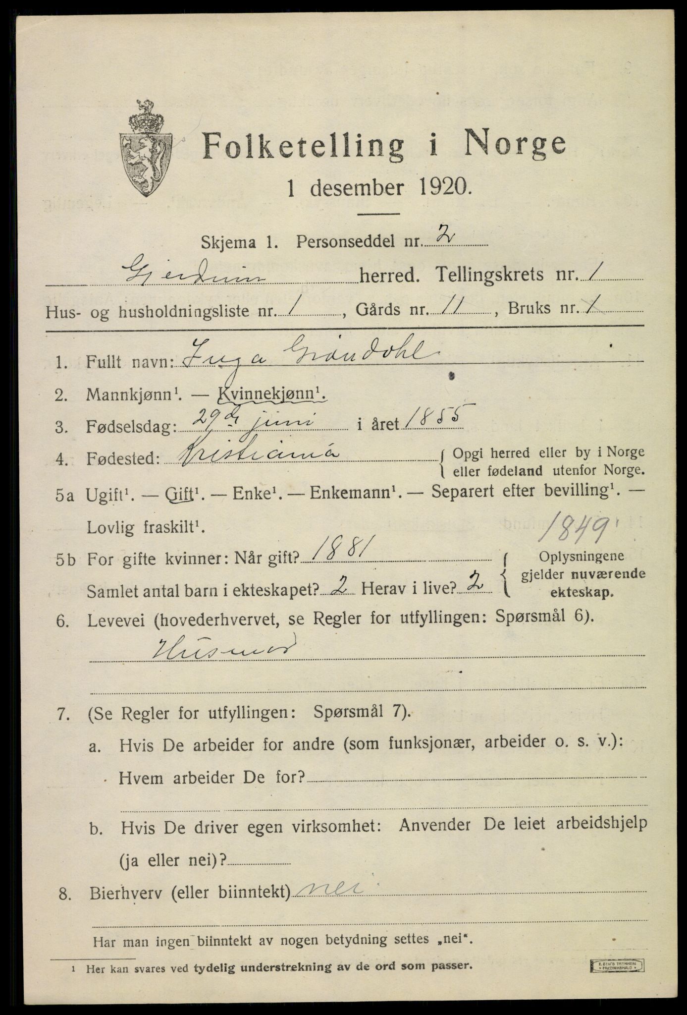 SAO, 1920 census for Gjerdrum, 1920, p. 656