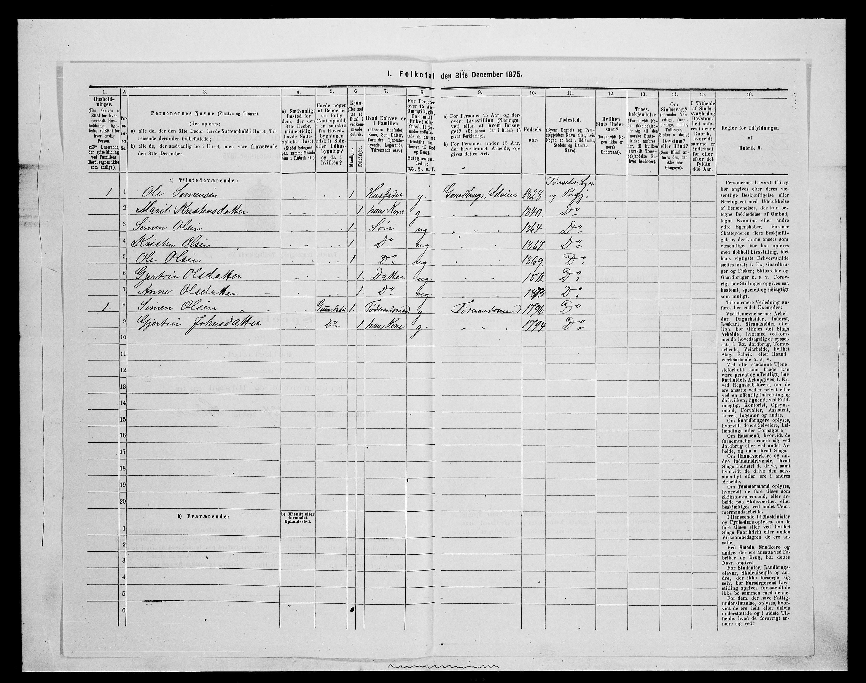 SAH, 1875 census for 0437P Tynset, 1875, p. 590