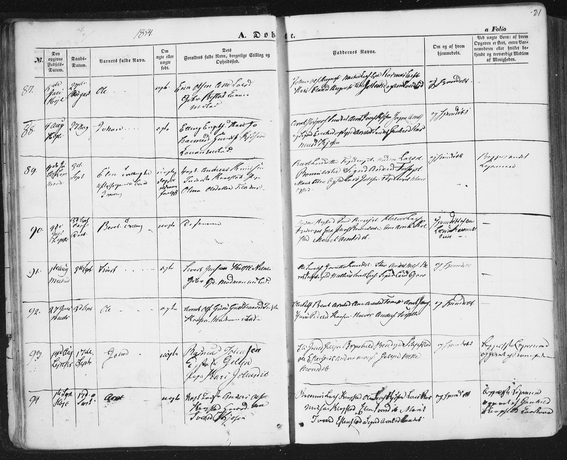 Ministerialprotokoller, klokkerbøker og fødselsregistre - Sør-Trøndelag, AV/SAT-A-1456/691/L1076: Parish register (official) no. 691A08, 1852-1861, p. 31