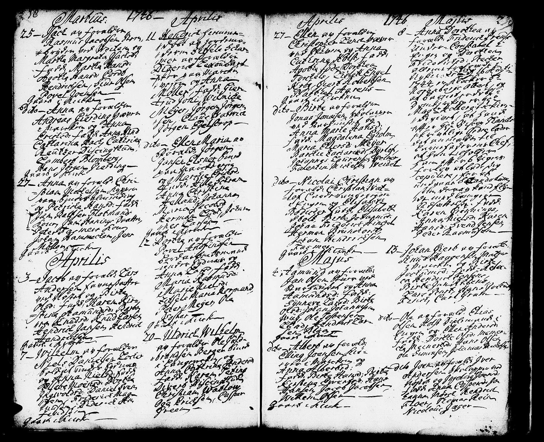 Domkirken sokneprestembete, SAB/A-74801/H/Haa/L0002: Parish register (official) no. A 2, 1733-1750, p. 238-239