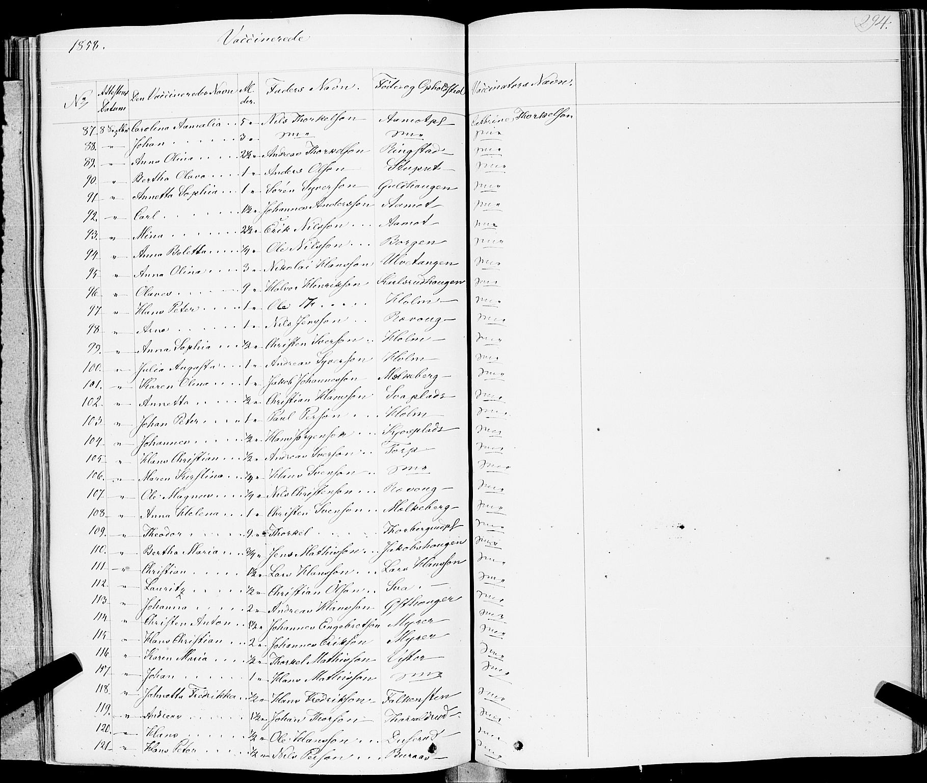 Skiptvet prestekontor Kirkebøker, AV/SAO-A-20009/F/Fa/L0006: Parish register (official) no. 6, 1839-1860, p. 294