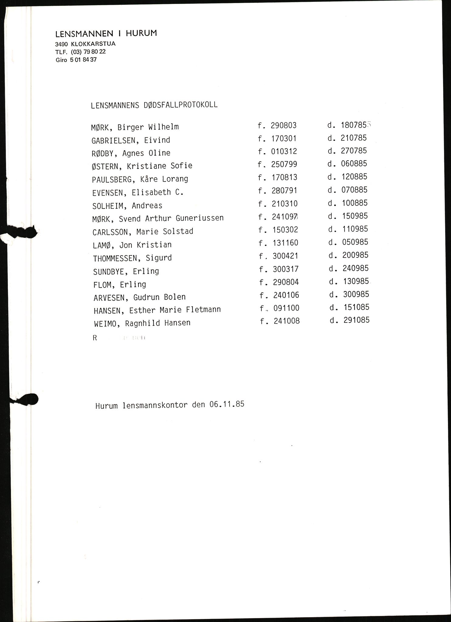 Hurum lensmannskontor, SAKO/A-505/H/Ha/L0009: Dødsfallsprotokoller, 1980-1986, p. 1158