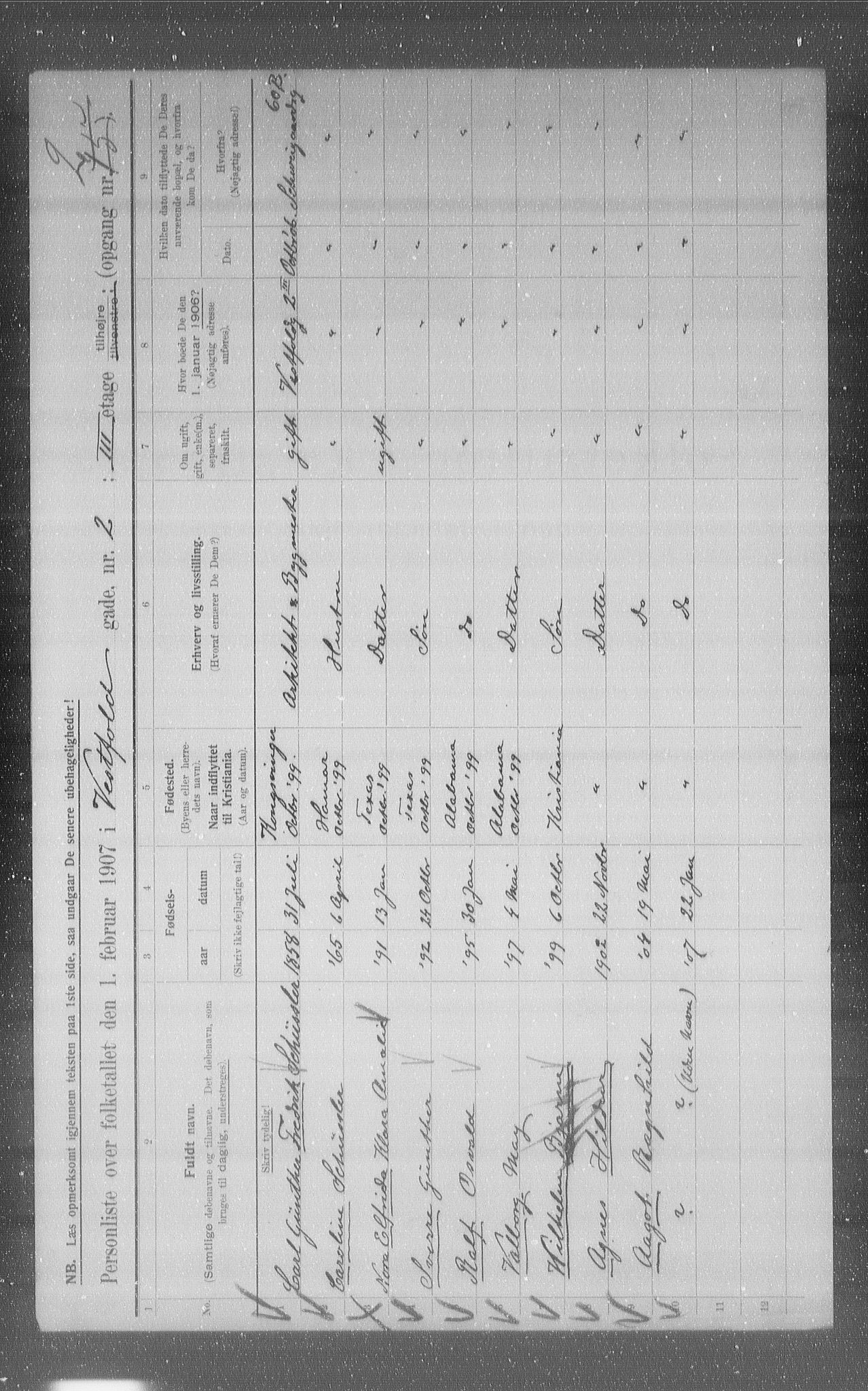 OBA, Municipal Census 1907 for Kristiania, 1907, p. 62266