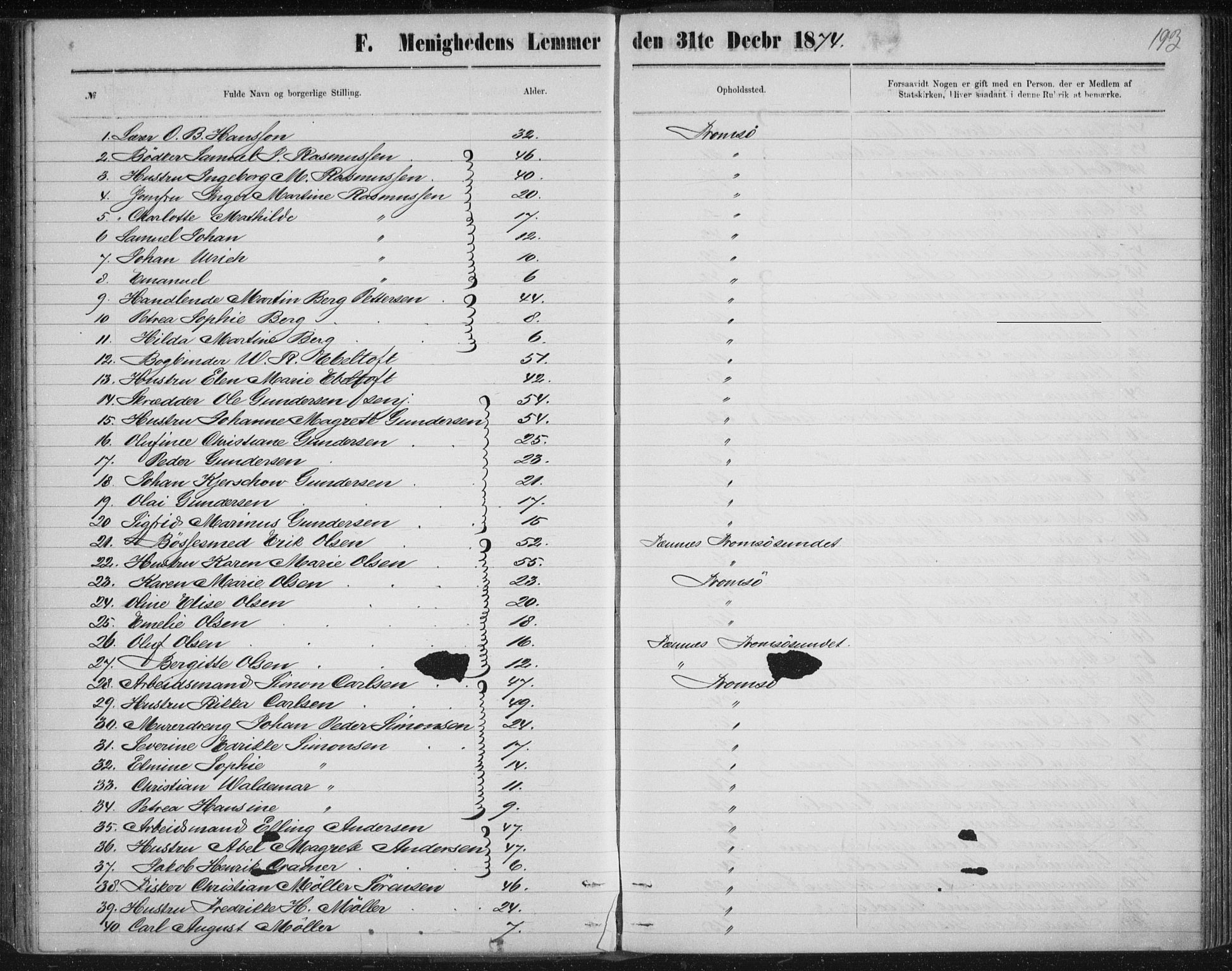 Uten arkivreferanse, SATØ/-: Dissenter register no. DP 3, 1871-1893, p. 193