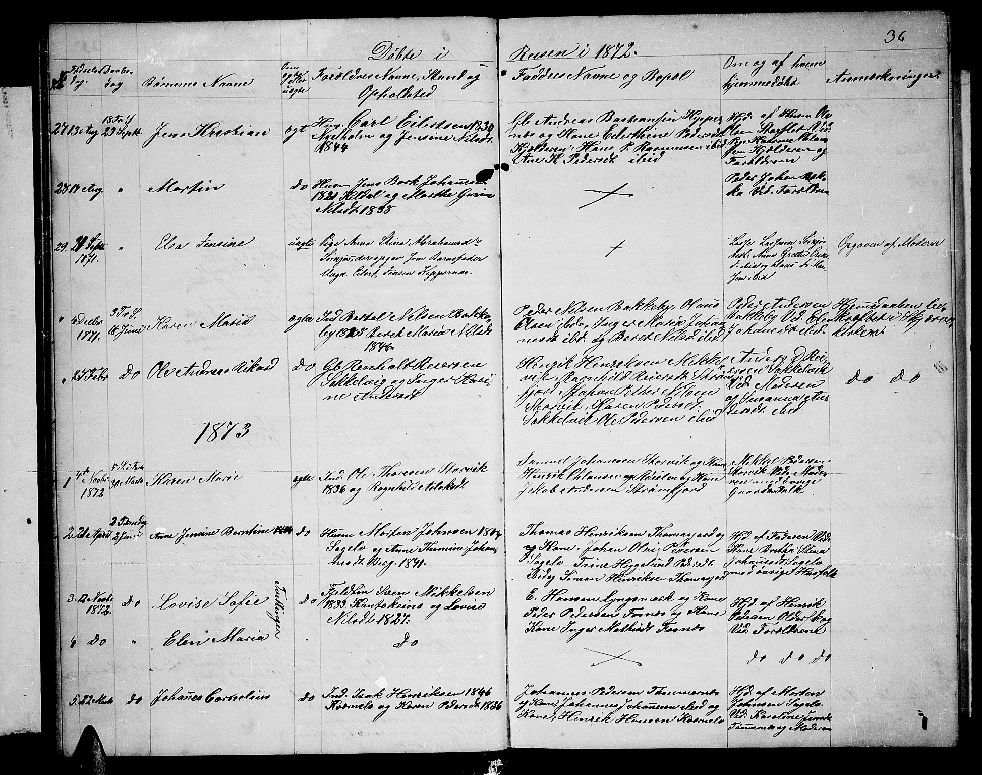 Skjervøy sokneprestkontor, SATØ/S-1300/H/Ha/Hab/L0019klokker: Parish register (copy) no. 19, 1863-1877, p. 36