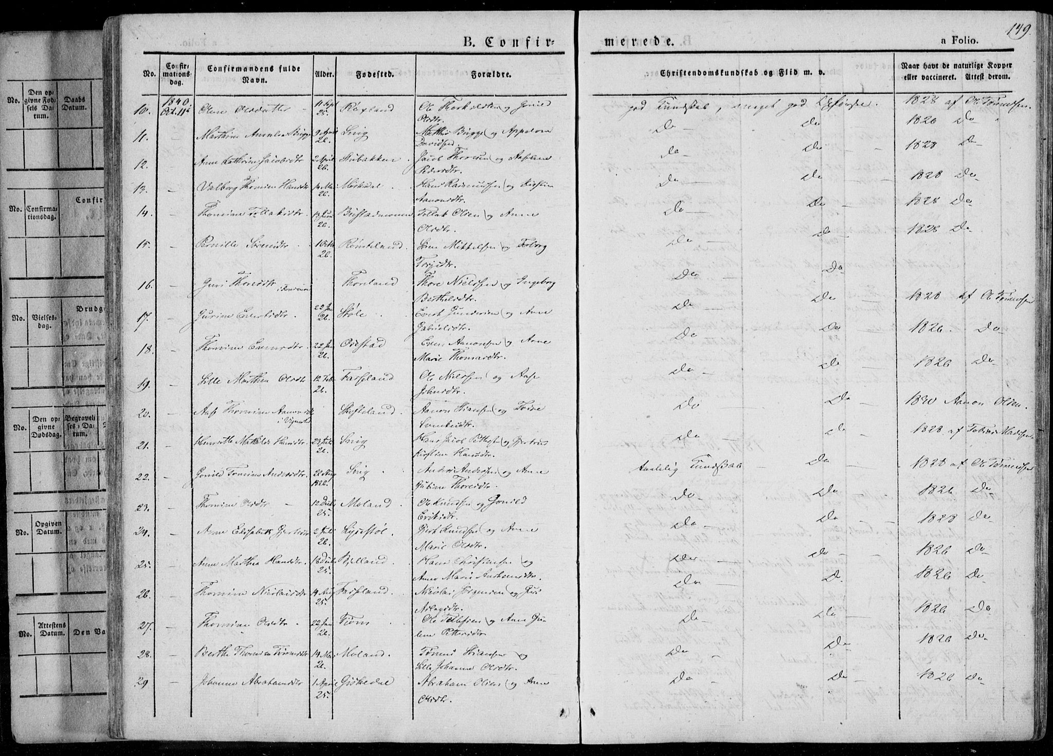 Sør-Audnedal sokneprestkontor, AV/SAK-1111-0039/F/Fa/Fab/L0006: Parish register (official) no. A 6, 1829-1855, p. 149