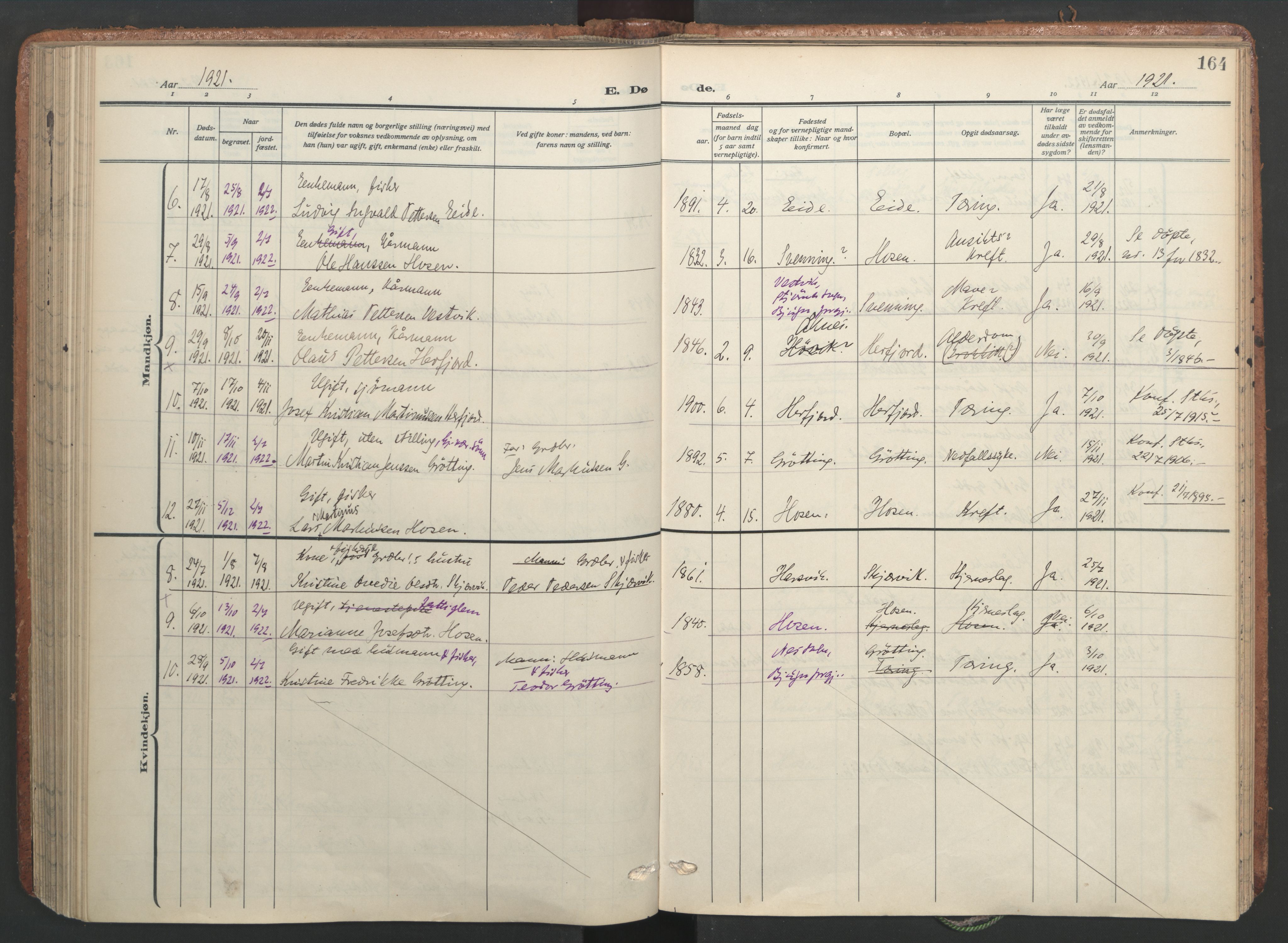 Ministerialprotokoller, klokkerbøker og fødselsregistre - Sør-Trøndelag, SAT/A-1456/656/L0694: Parish register (official) no. 656A03, 1914-1931, p. 164