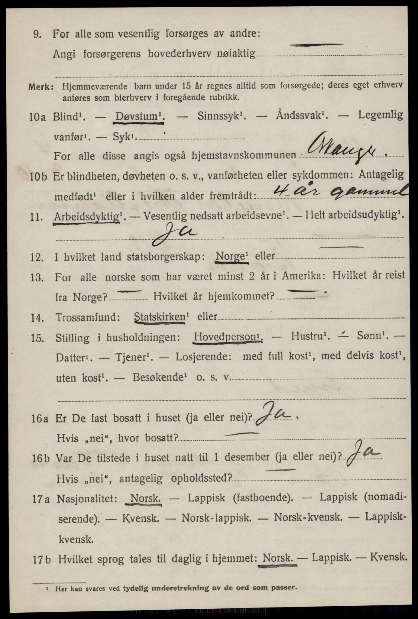 SAT, 1920 census for Orkanger, 1920, p. 2114