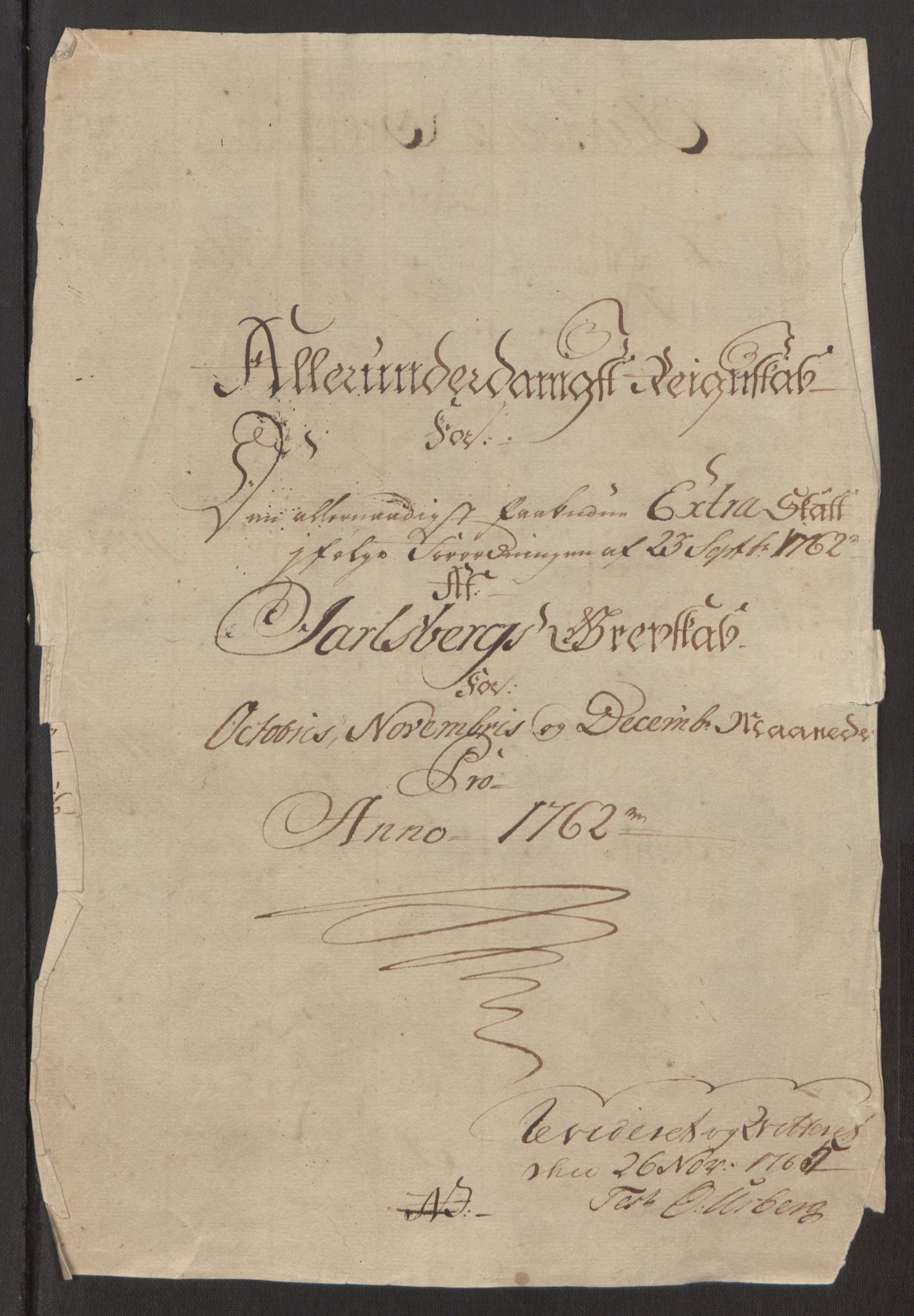 Rentekammeret inntil 1814, Reviderte regnskaper, Fogderegnskap, RA/EA-4092/R32/L1960: Ekstraskatten Jarlsberg grevskap, 1762-1772, p. 5