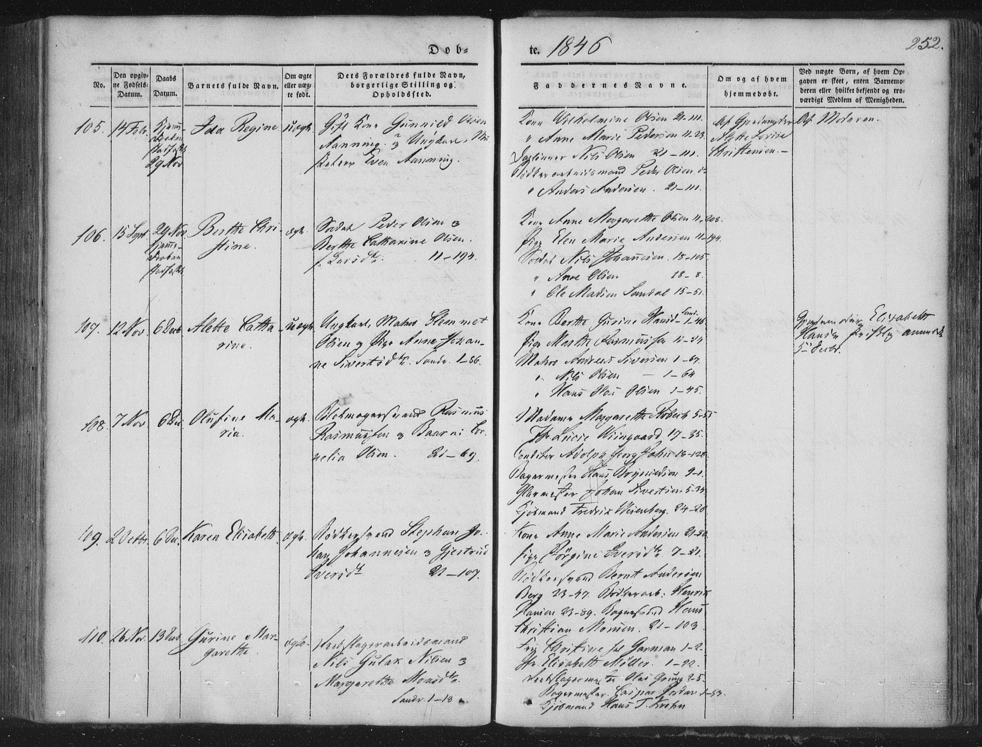 Korskirken sokneprestembete, SAB/A-76101/H/Haa/L0016: Parish register (official) no. B 2, 1841-1851, p. 252