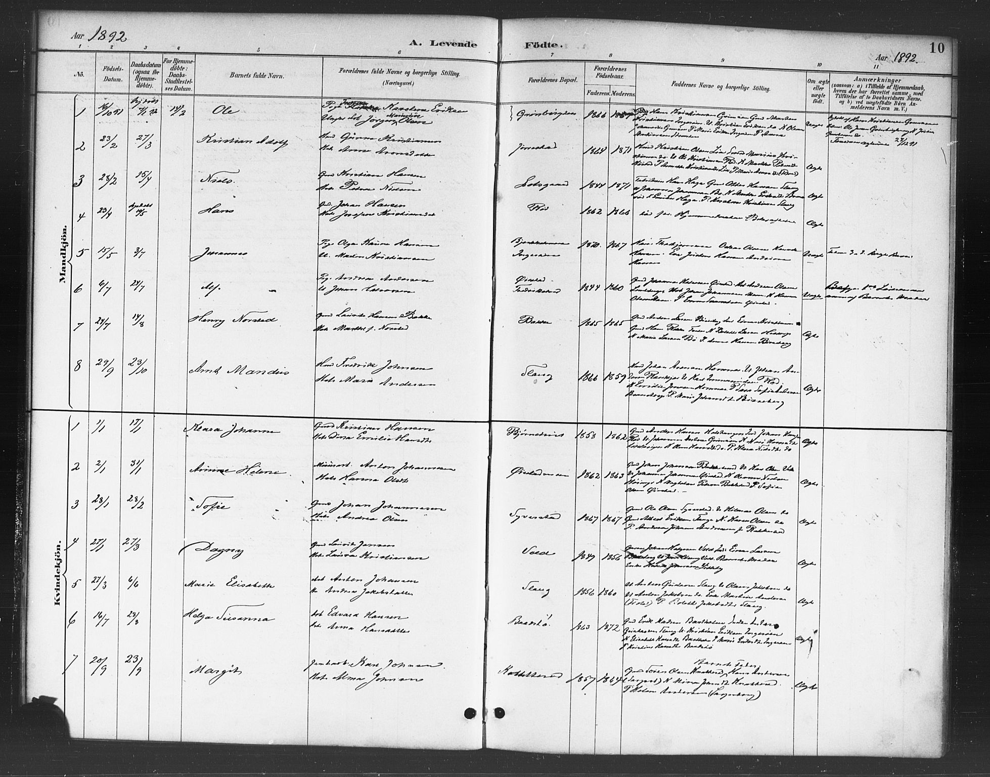 Skjeberg prestekontor Kirkebøker, AV/SAO-A-10923/F/Fc/L0001: Parish register (official) no. III 1, 1886-1897, p. 10