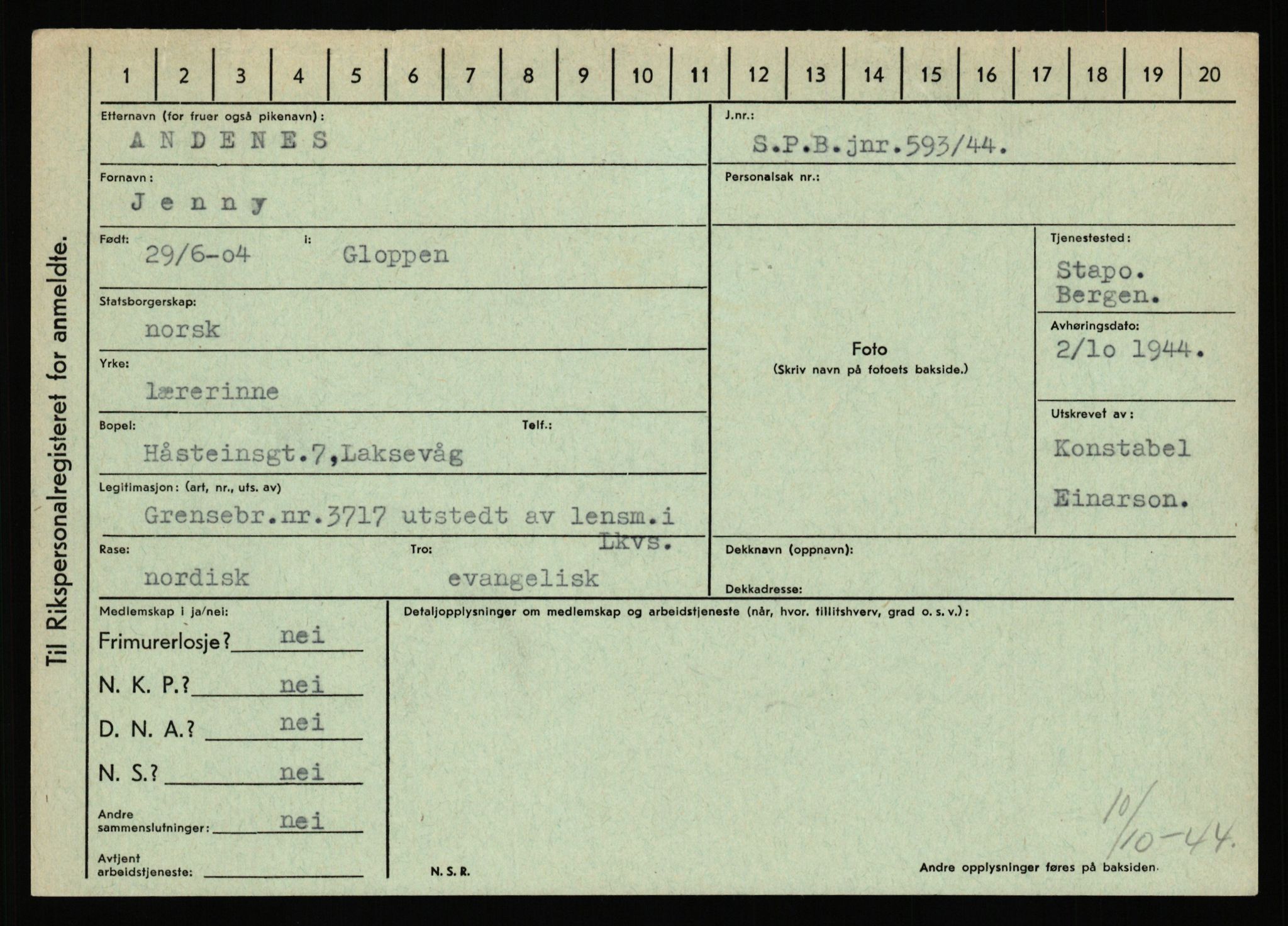 Statspolitiet - Hovedkontoret / Osloavdelingen, AV/RA-S-1329/C/Ca/L0001: Aabakken - Armann, 1943-1945, p. 1925