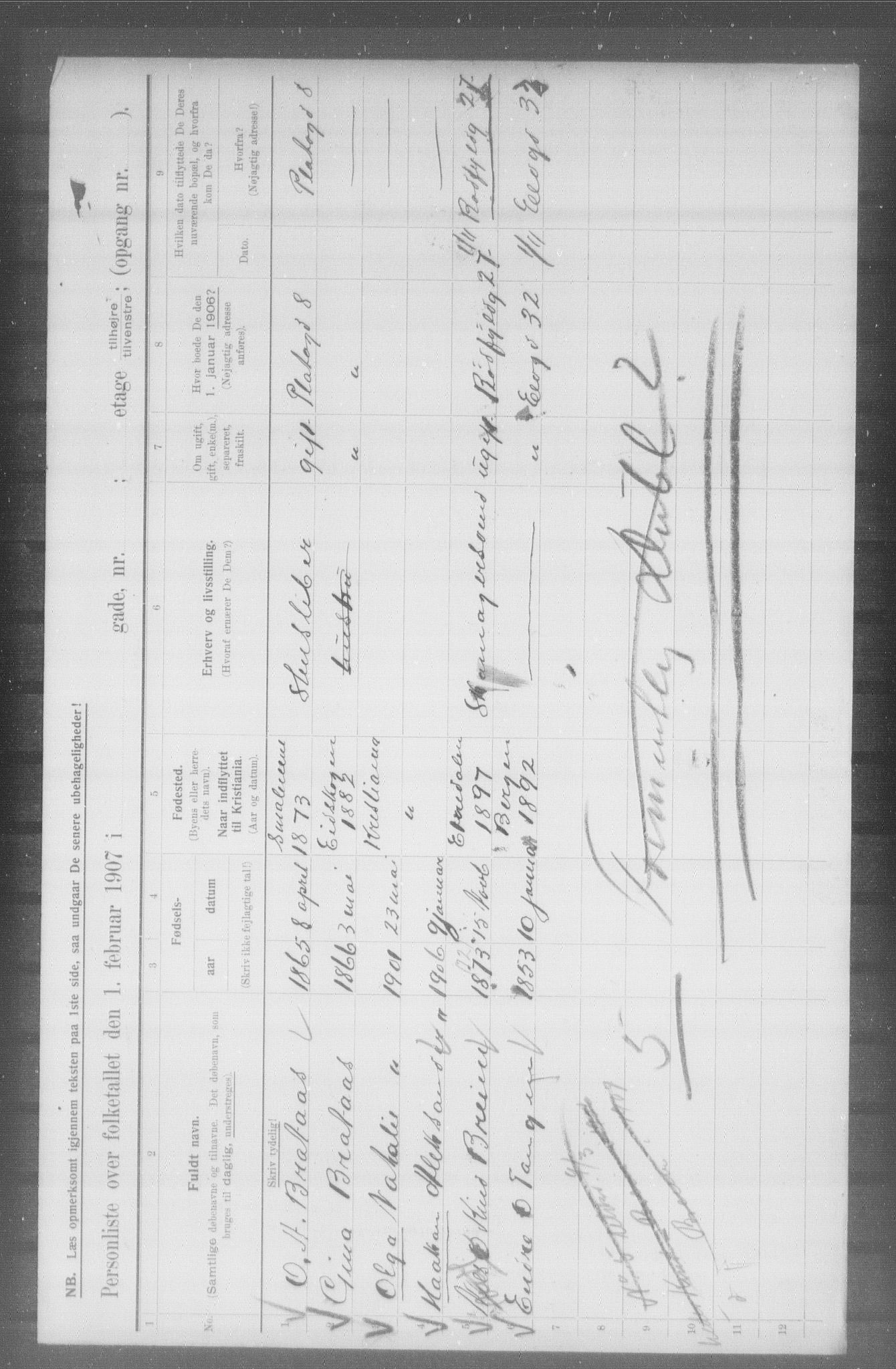 OBA, Municipal Census 1907 for Kristiania, 1907, p. 10573