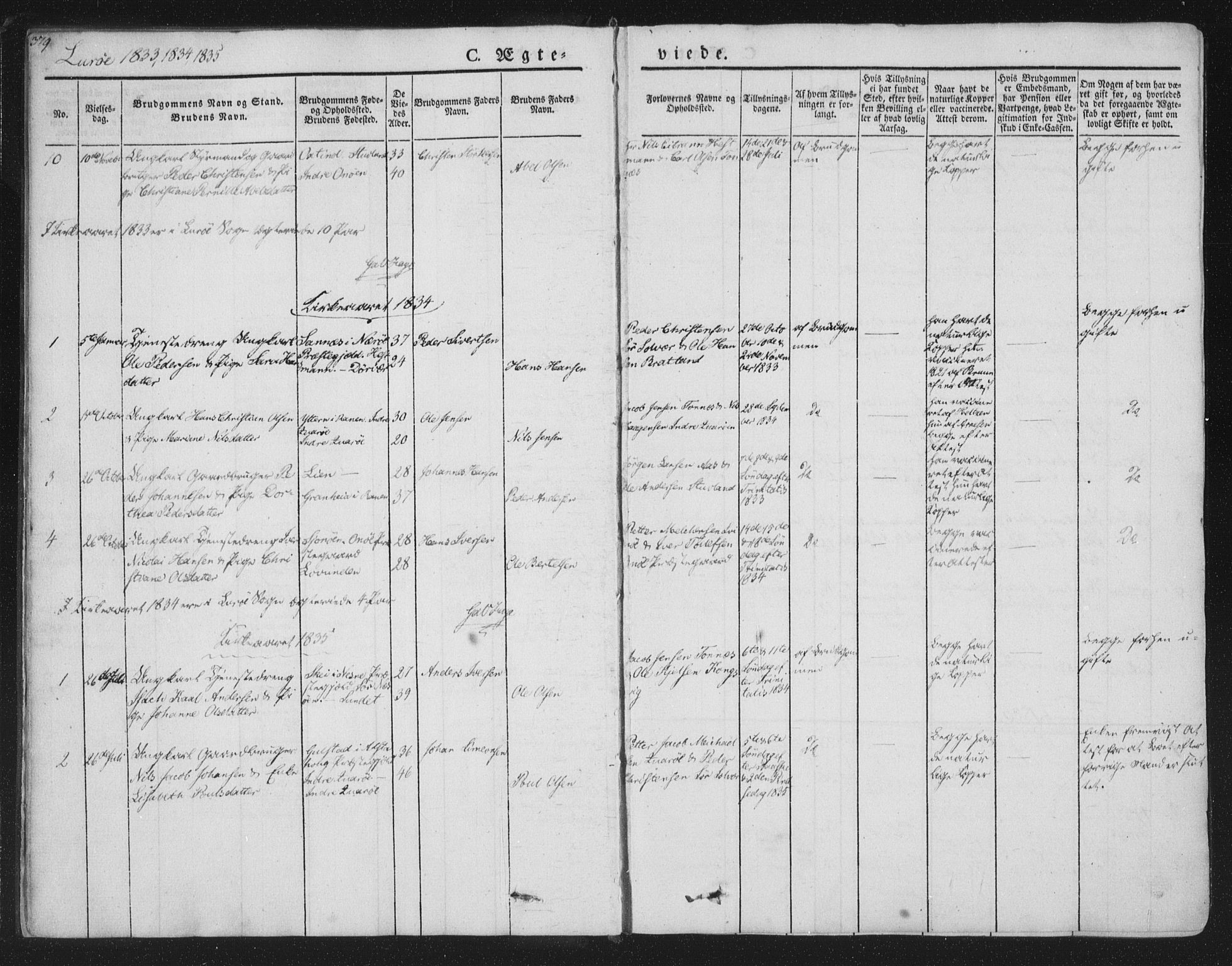 Ministerialprotokoller, klokkerbøker og fødselsregistre - Nordland, SAT/A-1459/839/L0566: Parish register (official) no. 839A03, 1825-1862, p. 379
