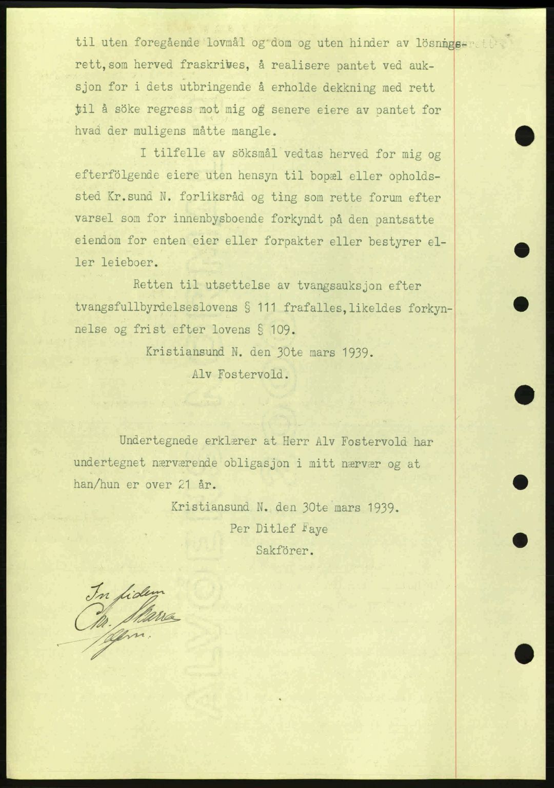 Kristiansund byfogd, SAT/A-4587/A/27: Mortgage book no. 31, 1938-1939, Diary no: : 298/1939