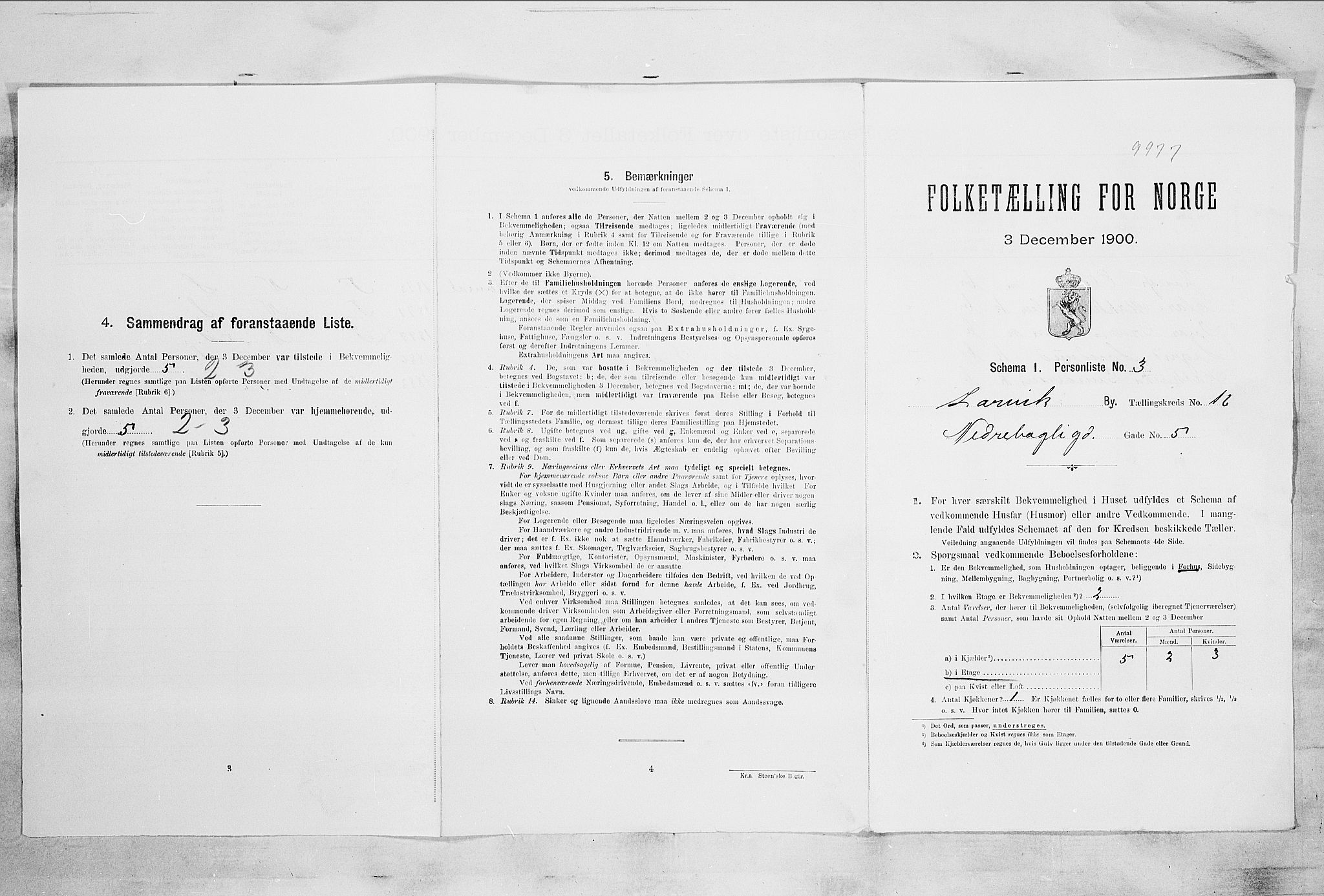 RA, 1900 census for Larvik, 1900, p. 1647