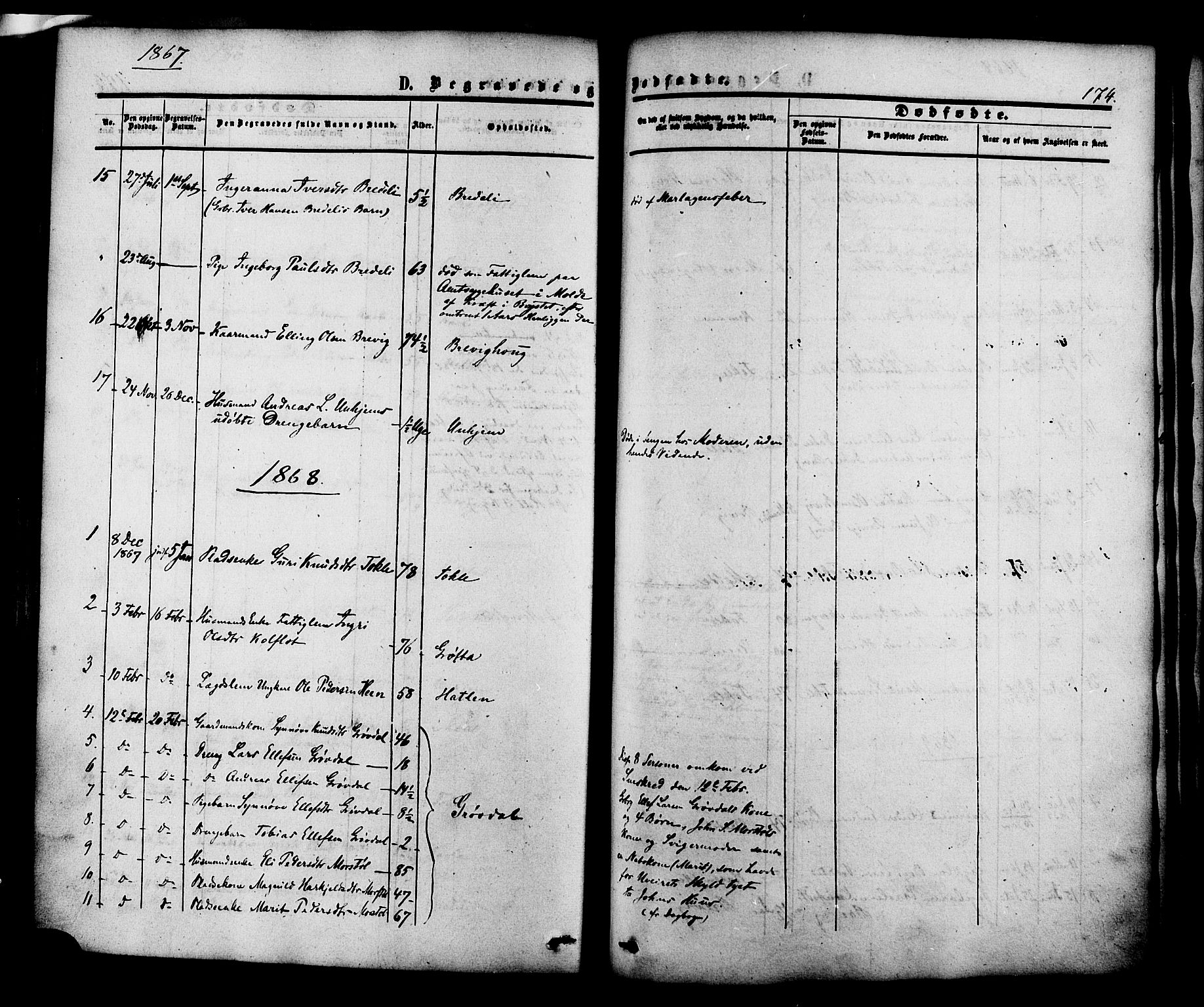 Ministerialprotokoller, klokkerbøker og fødselsregistre - Møre og Romsdal, SAT/A-1454/545/L0586: Parish register (official) no. 545A02, 1854-1877, p. 174