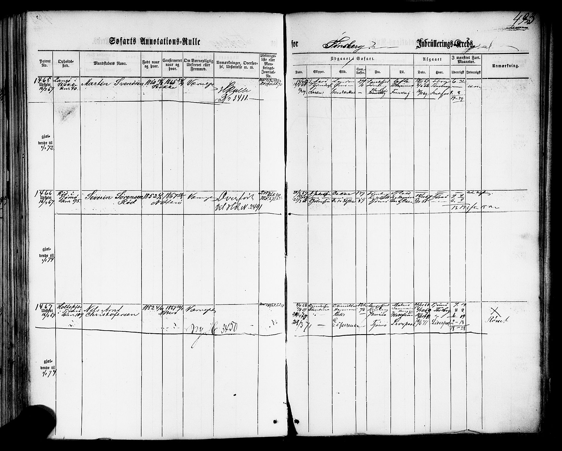 Tønsberg innrulleringskontor, SAKO/A-786/F/Fb/L0001: Annotasjonsrulle Patent nr. 1-1724, 1860-1868, p. 513