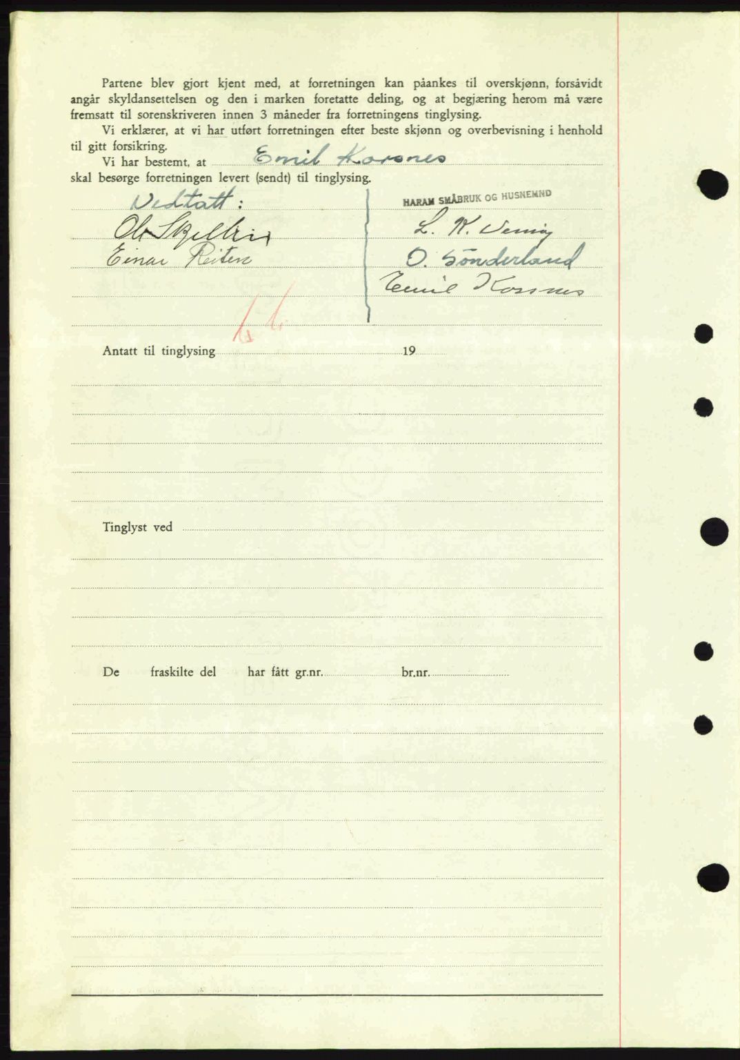 Nordre Sunnmøre sorenskriveri, AV/SAT-A-0006/1/2/2C/2Ca: Mortgage book no. A4, 1937-1938, Diary no: : 279/1938