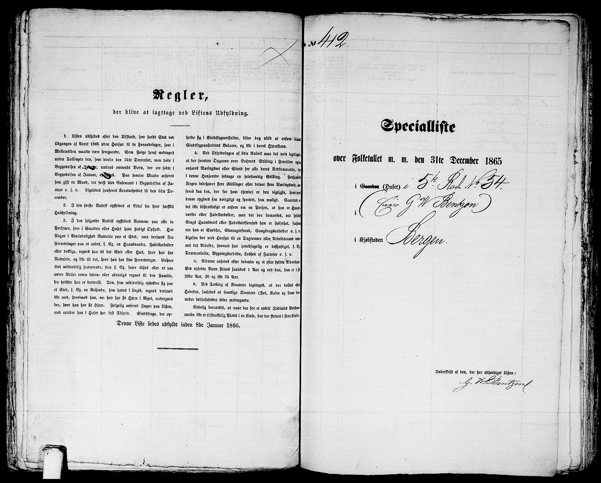 RA, 1865 census for Bergen, 1865, p. 881