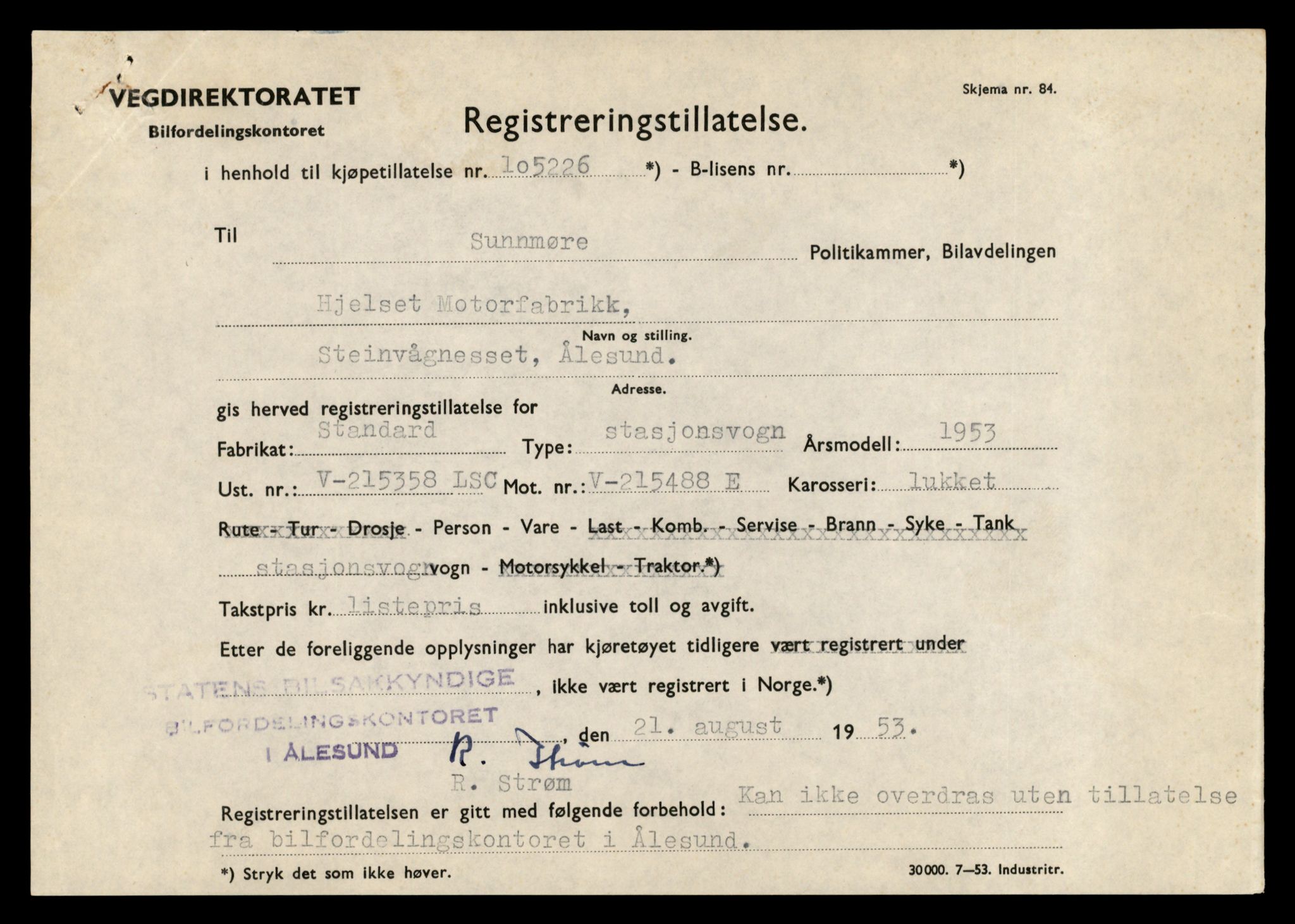 Møre og Romsdal vegkontor - Ålesund trafikkstasjon, AV/SAT-A-4099/F/Fe/L0044: Registreringskort for kjøretøy T 14205 - T 14319, 1927-1998, p. 1995