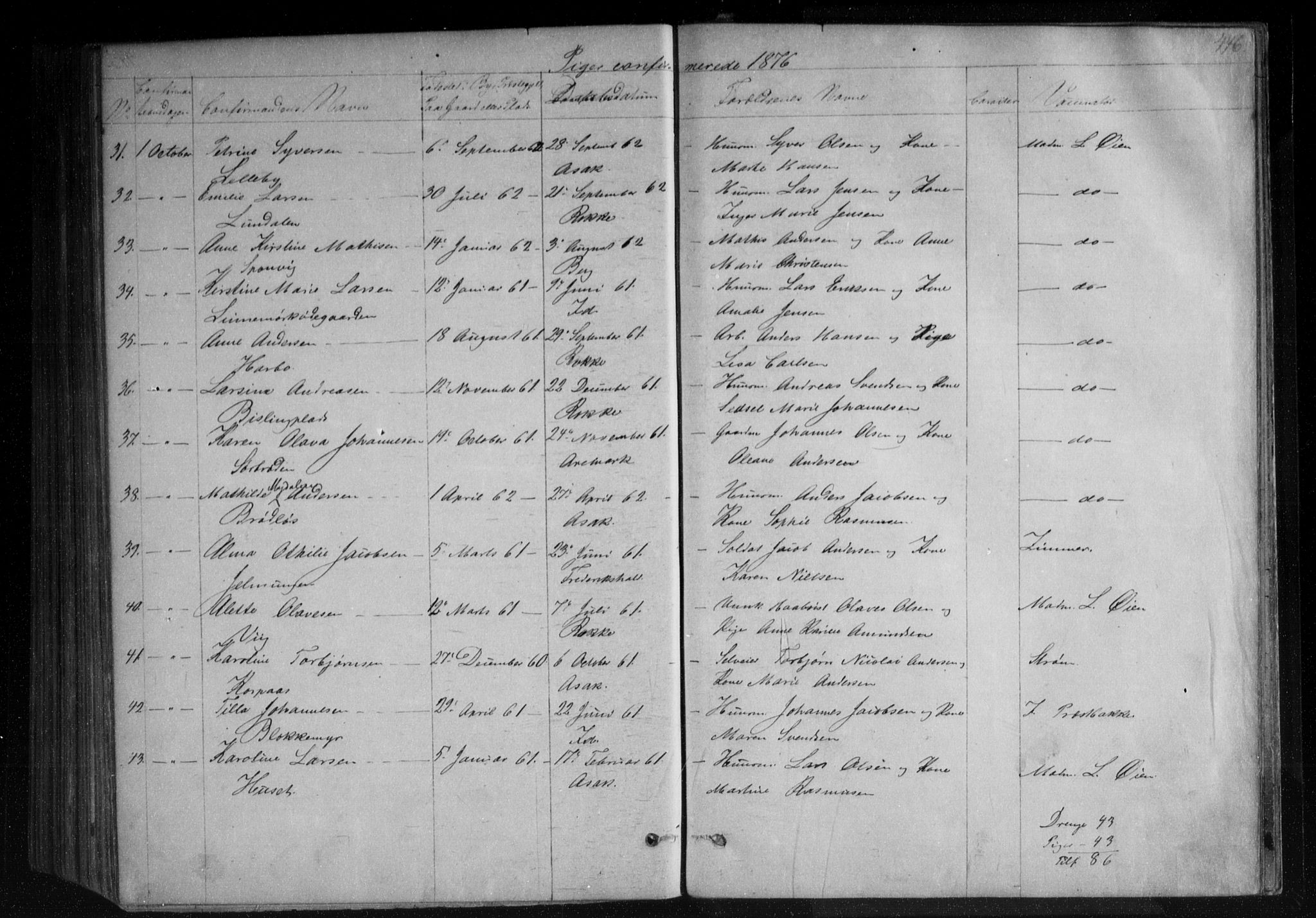 Berg prestekontor Kirkebøker, SAO/A-10902/F/Fa/L0005: Parish register (official) no. I 5, 1861-1877, p. 446
