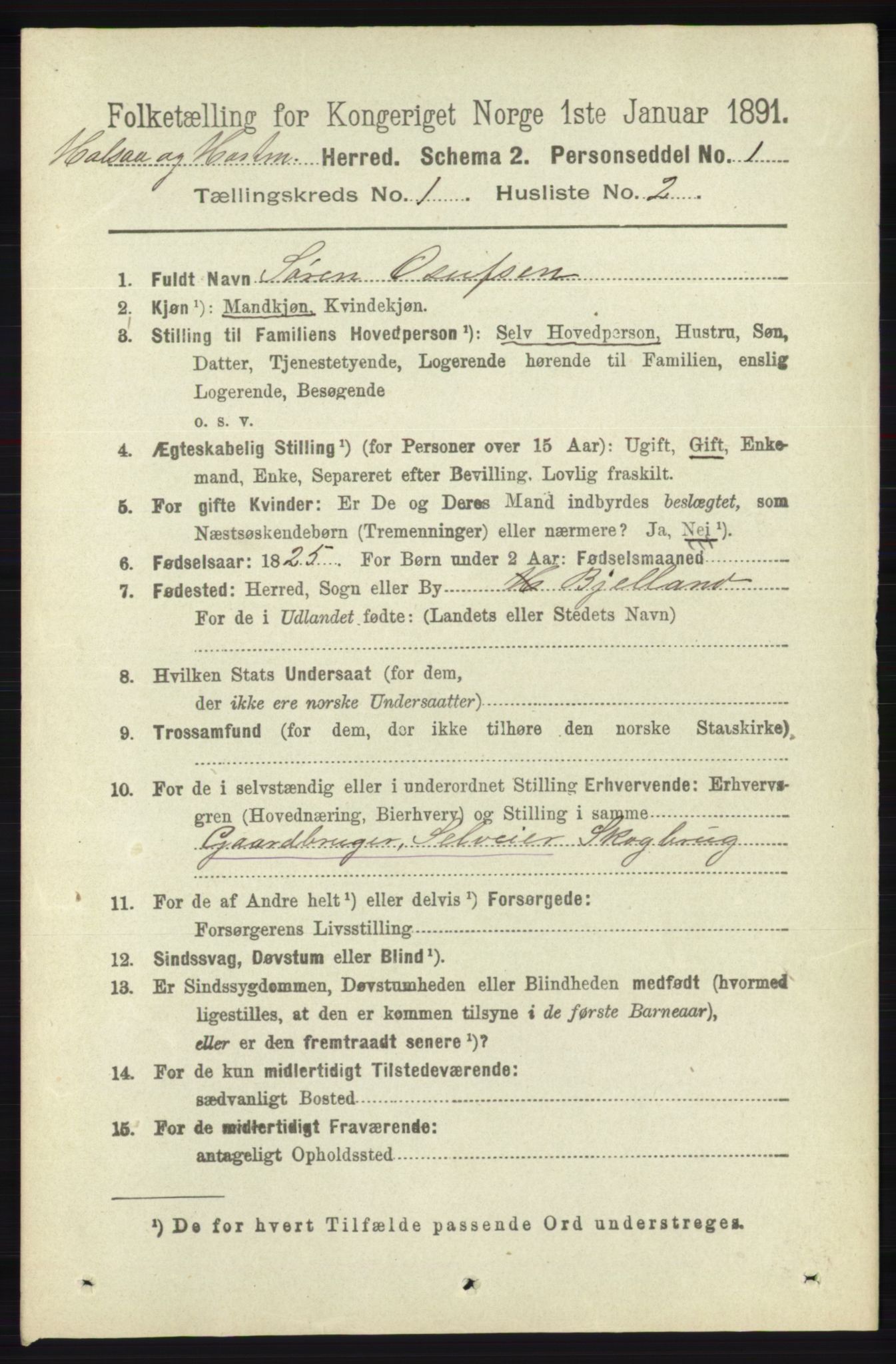 RA, 1891 census for 1019 Halse og Harkmark, 1891, p. 104