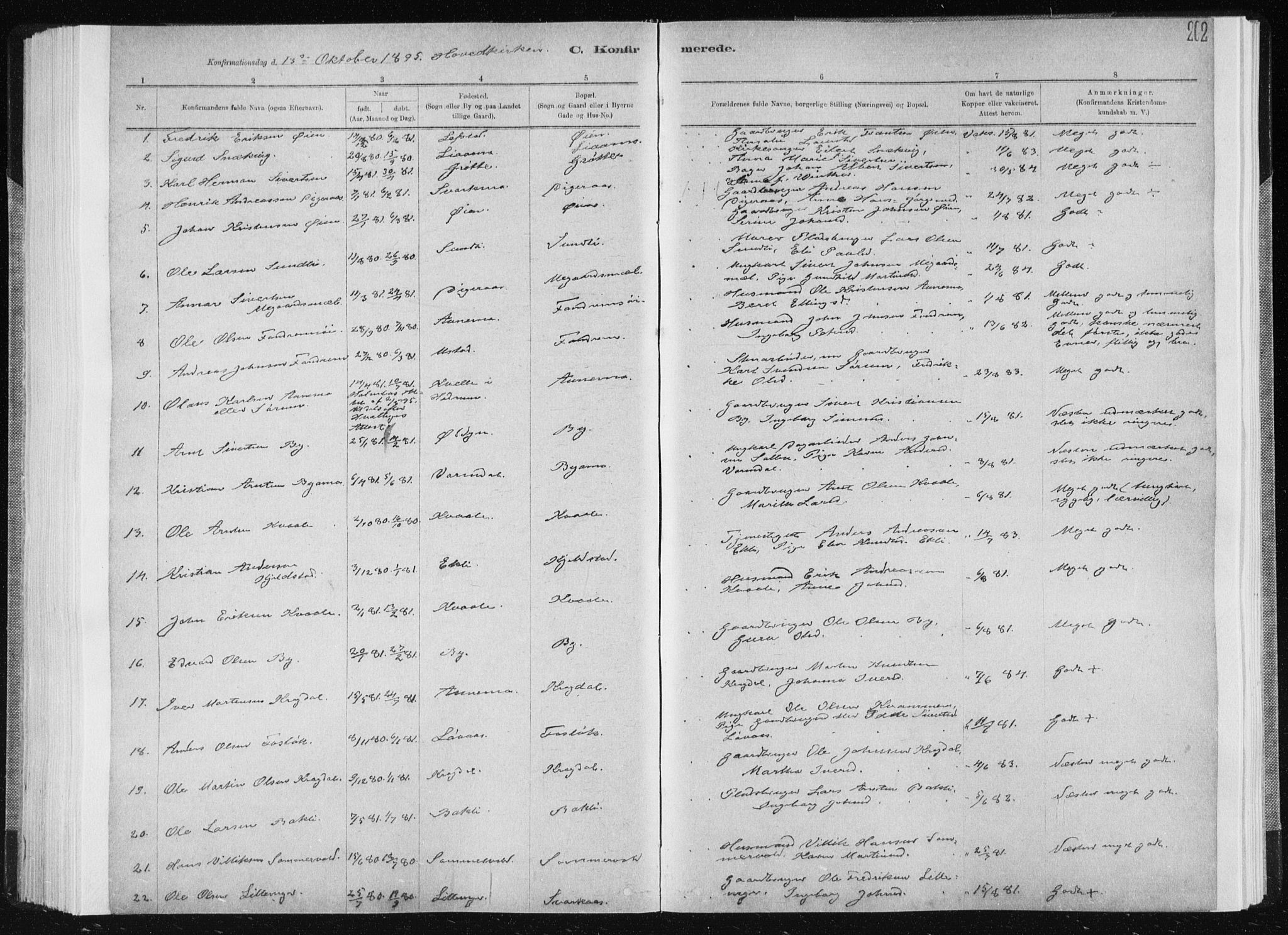 Ministerialprotokoller, klokkerbøker og fødselsregistre - Sør-Trøndelag, SAT/A-1456/668/L0818: Parish register (copy) no. 668C07, 1885-1898, p. 202