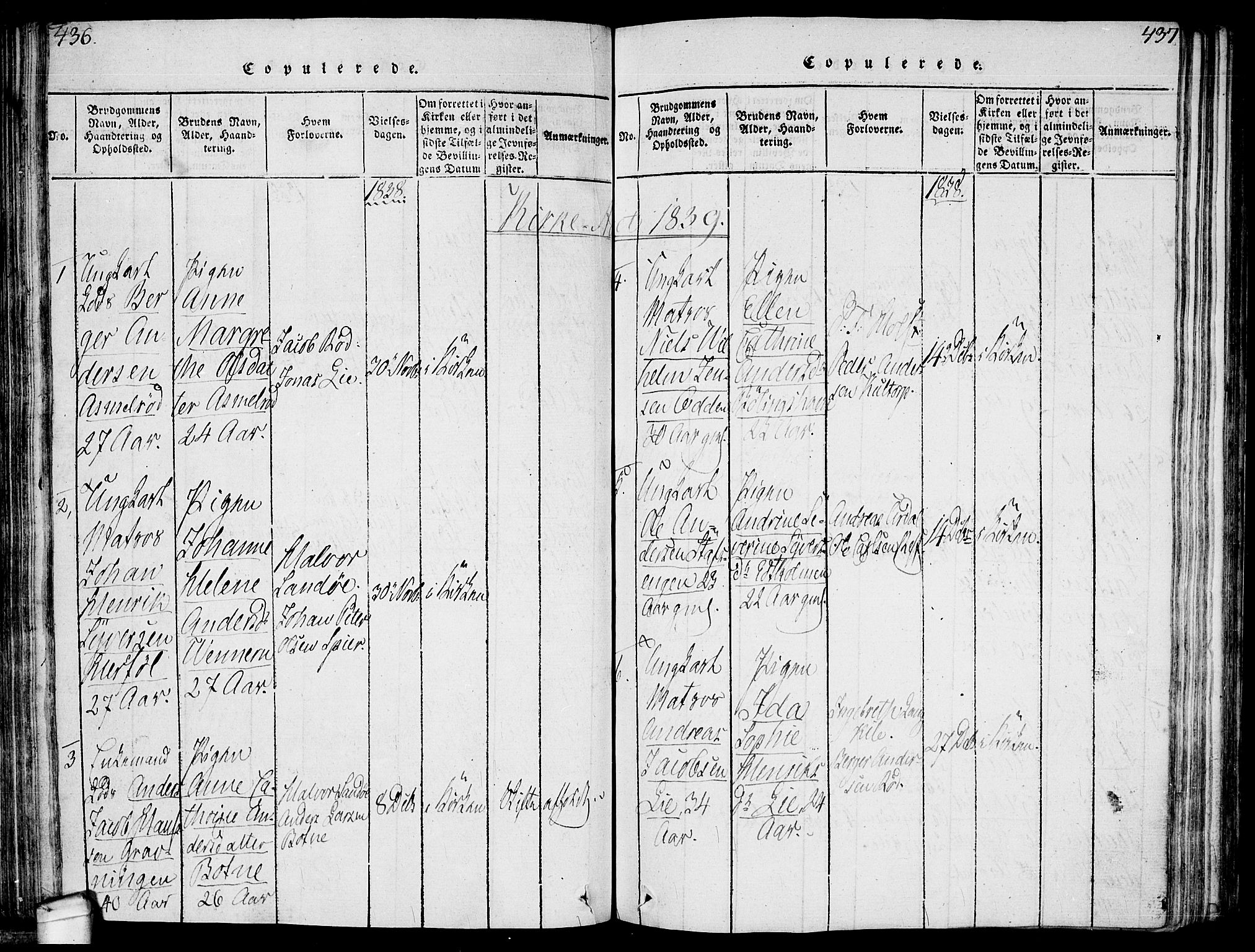 Hvaler prestekontor Kirkebøker, SAO/A-2001/F/Fa/L0005: Parish register (official) no. I 5, 1816-1845, p. 436-437