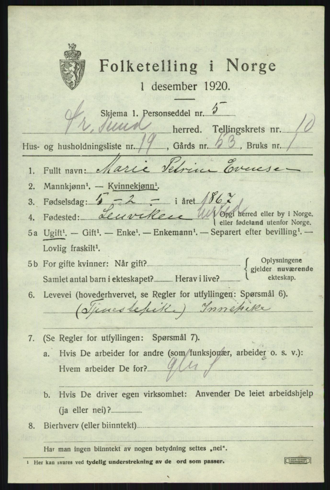 SATØ, 1920 census for Tromsøysund, 1920, p. 7184