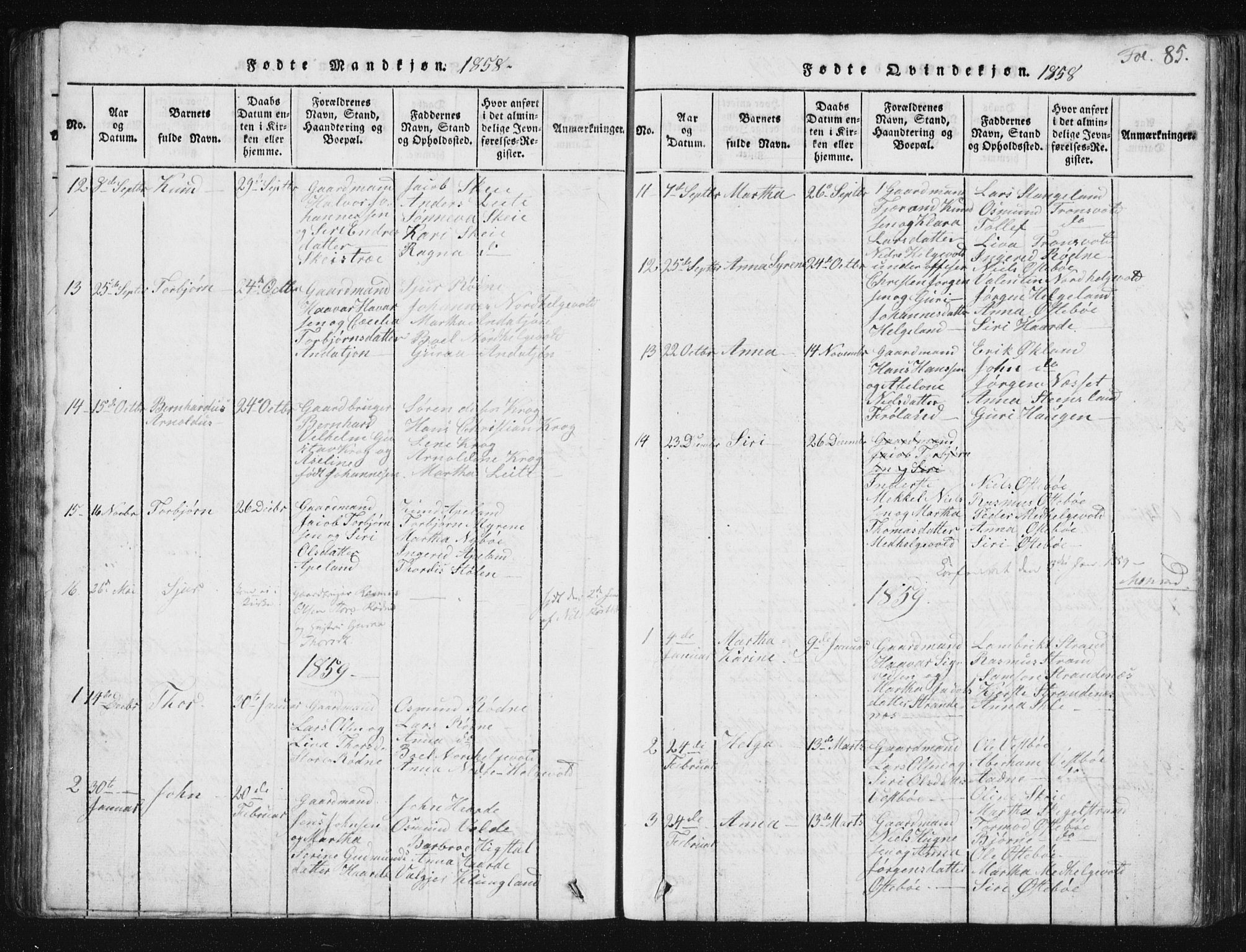 Vikedal sokneprestkontor, SAST/A-101840/01/V: Parish register (copy) no. B 2, 1816-1863, p. 85