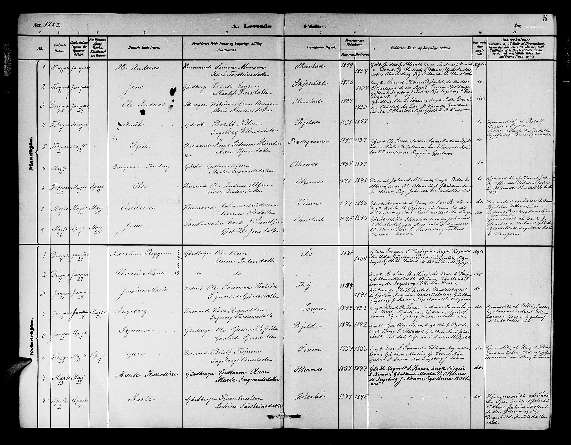 Aurland sokneprestembete, SAB/A-99937/H/Hb/Hba/L0002: Parish register (copy) no. A 2, 1880-1895, p. 5