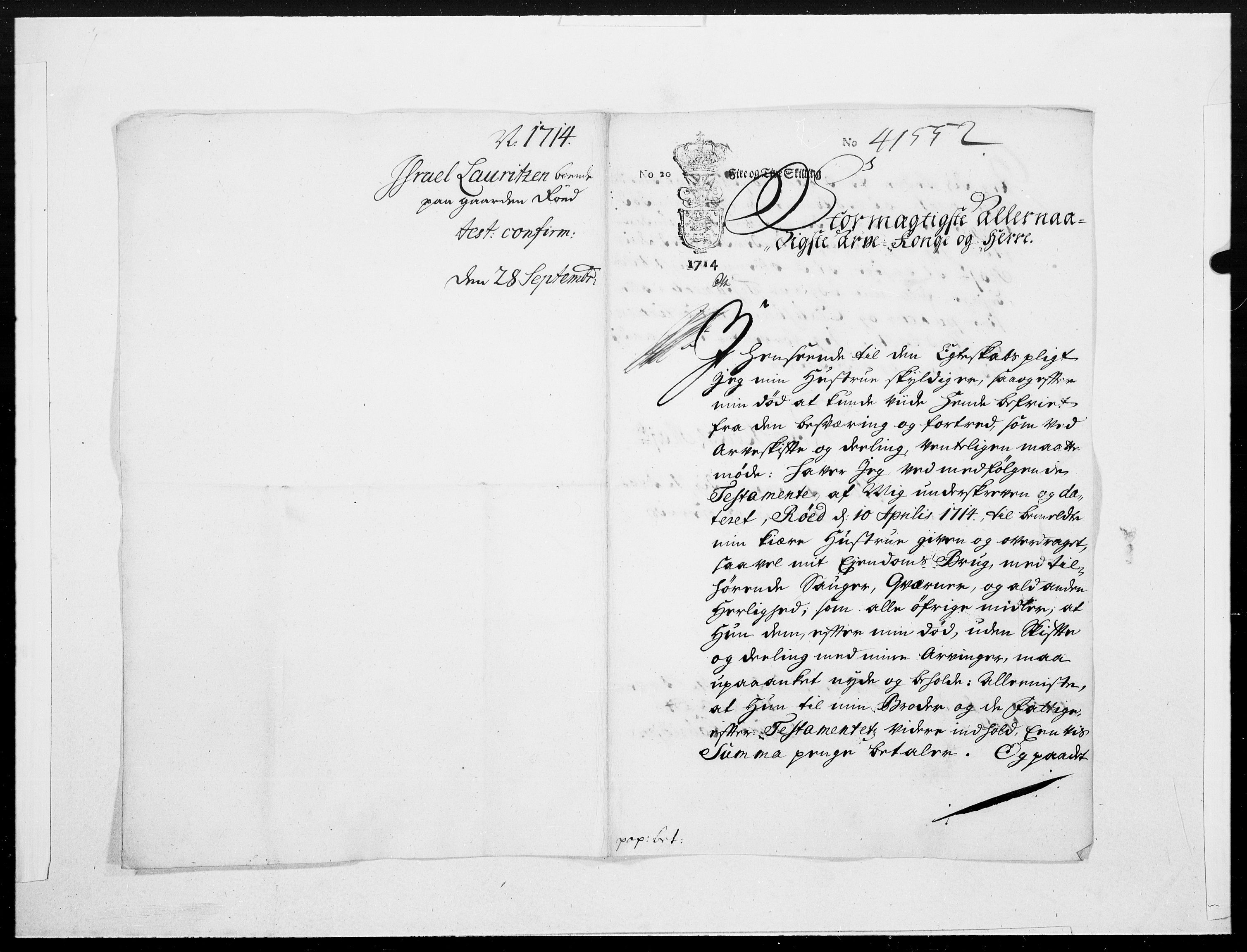 Danske Kanselli 1572-1799, AV/RA-EA-3023/F/Fc/Fcc/Fcca/L0075: Norske innlegg 1572-1799, 1714, p. 316