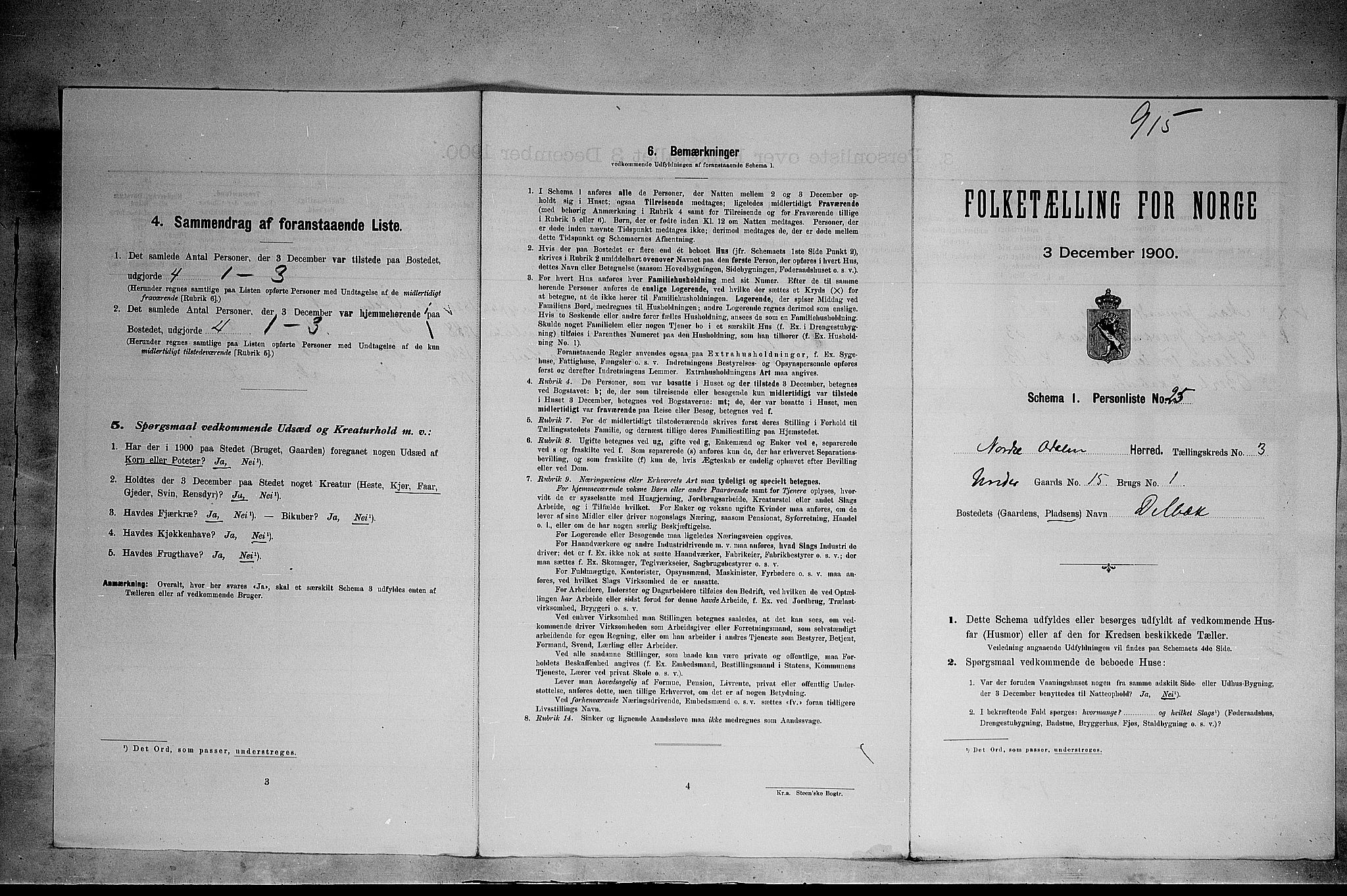 SAH, 1900 census for Nord-Odal, 1900, p. 336