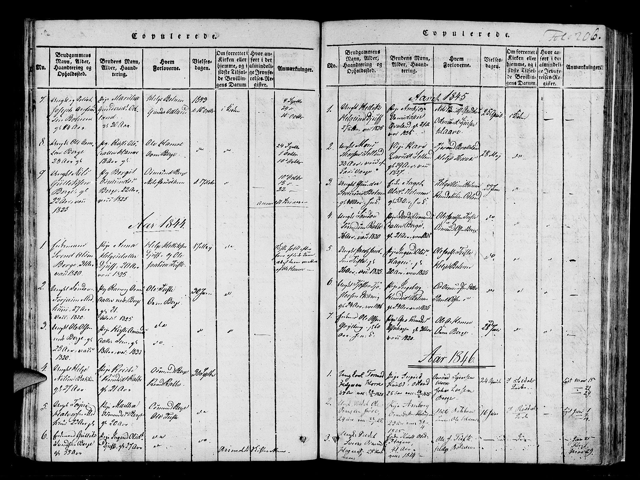 Røldal sokneprestembete, SAB/A-100247: Parish register (official) no. A 2, 1817-1856, p. 206