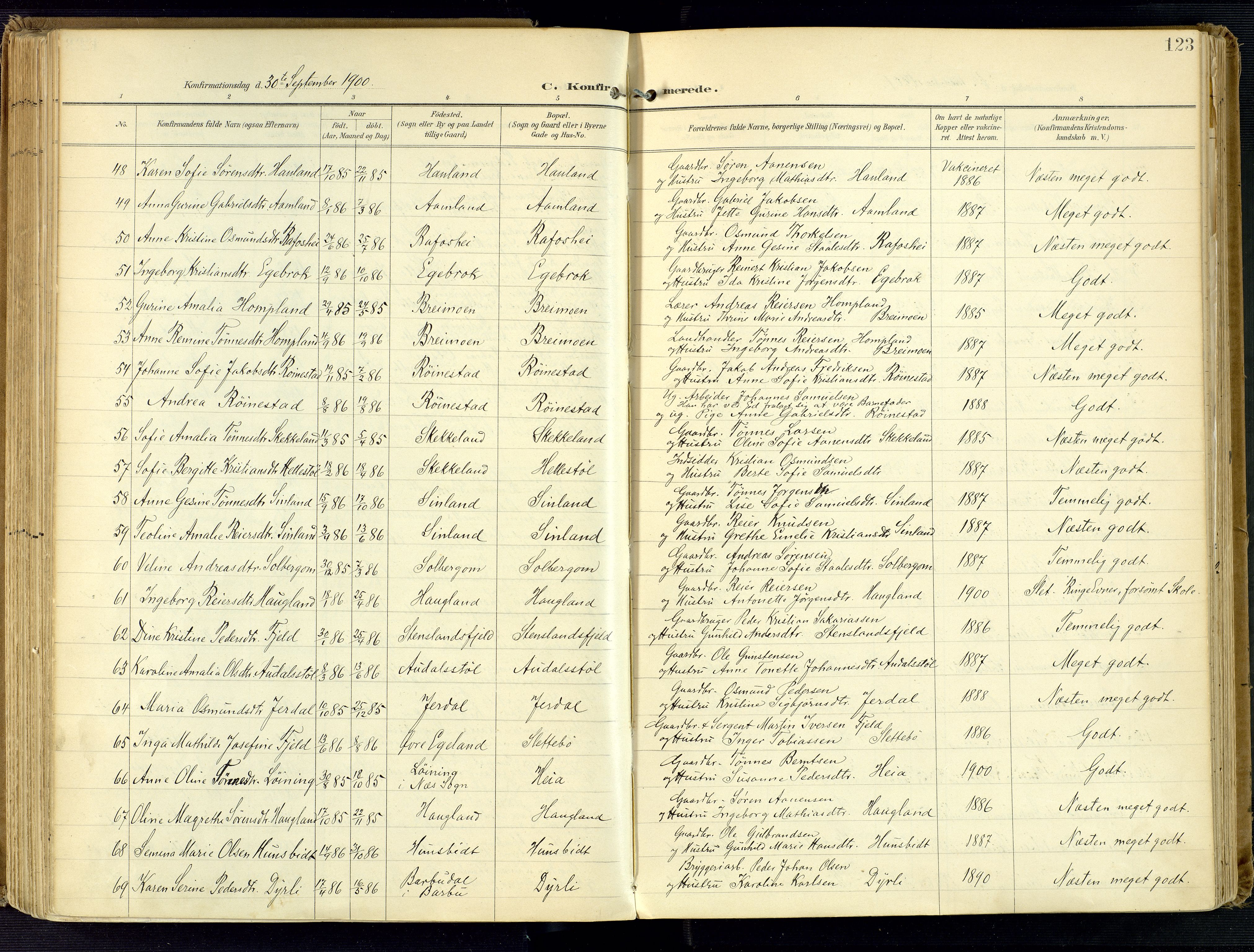 Kvinesdal sokneprestkontor, SAK/1111-0026/F/Fa/Fab/L0009: Parish register (official) no. A 9, 1898-1915, p. 123