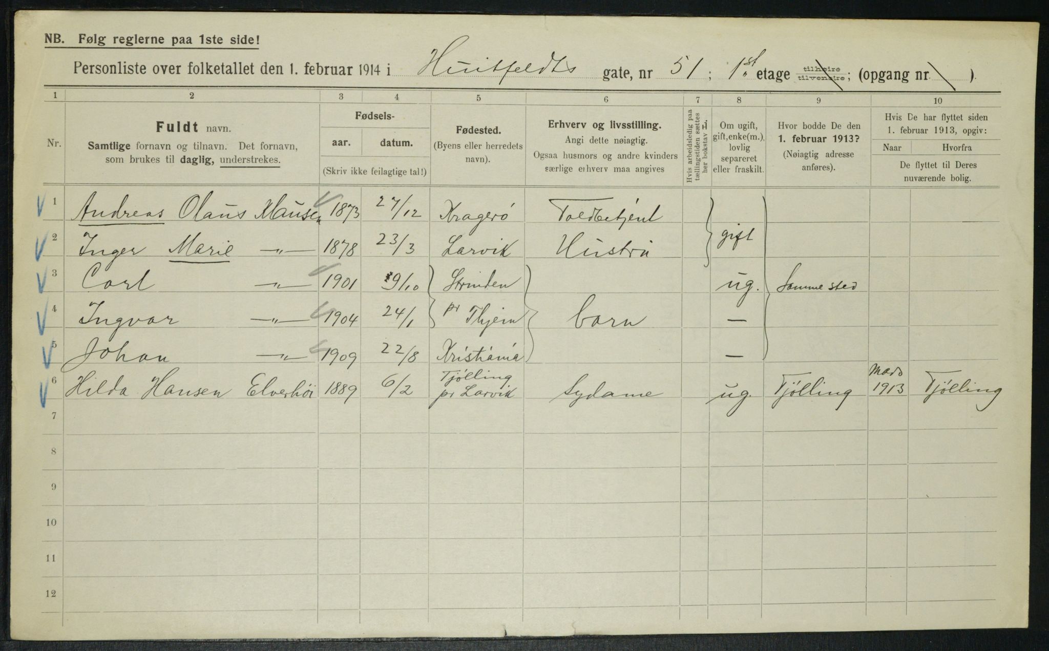 OBA, Municipal Census 1914 for Kristiania, 1914, p. 42274