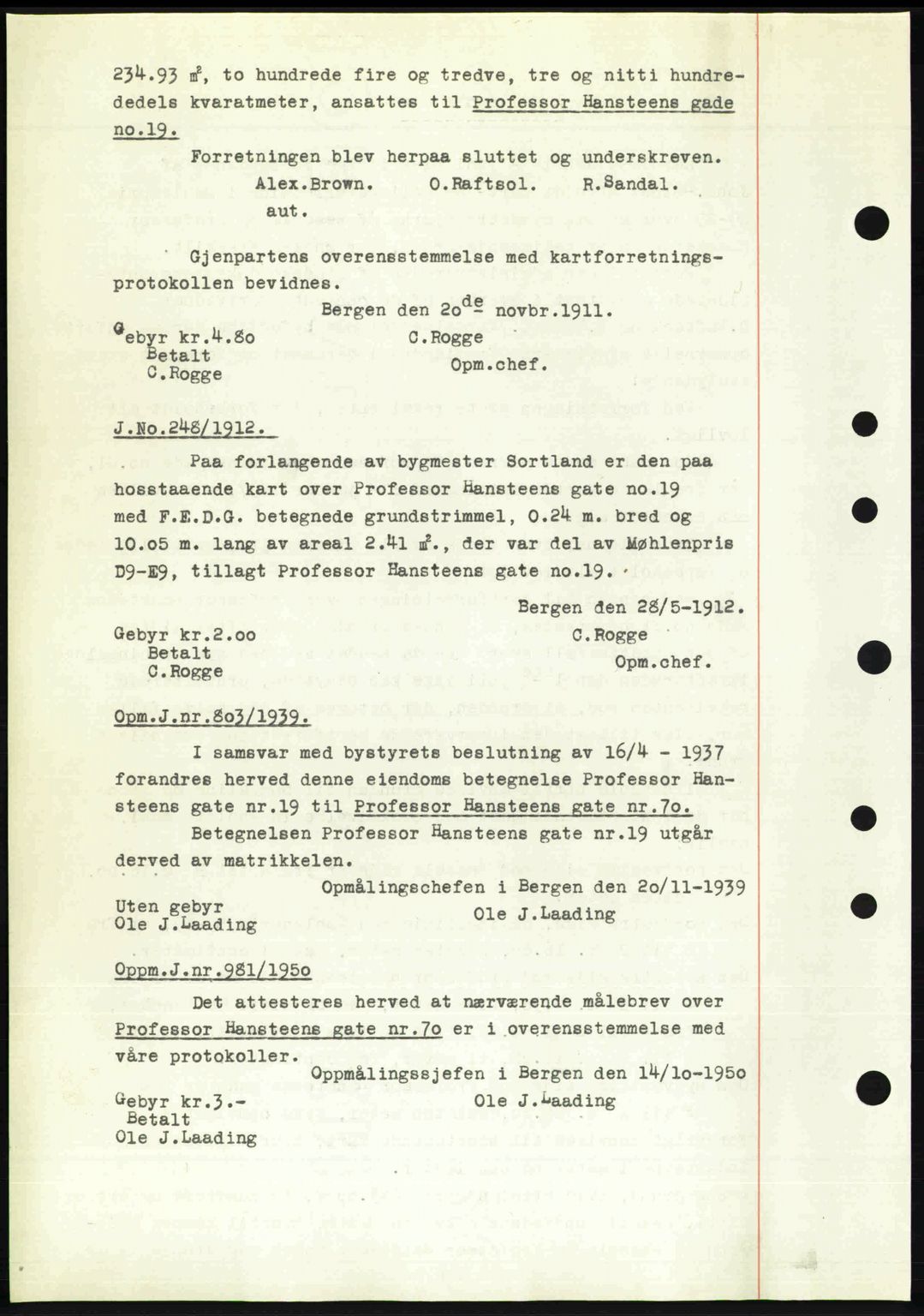 Byfogd og Byskriver i Bergen, AV/SAB-A-3401/03/03Bc/L0034: Mortgage book no. A27-28, 1950-1950, Diary no: : 8788/1950