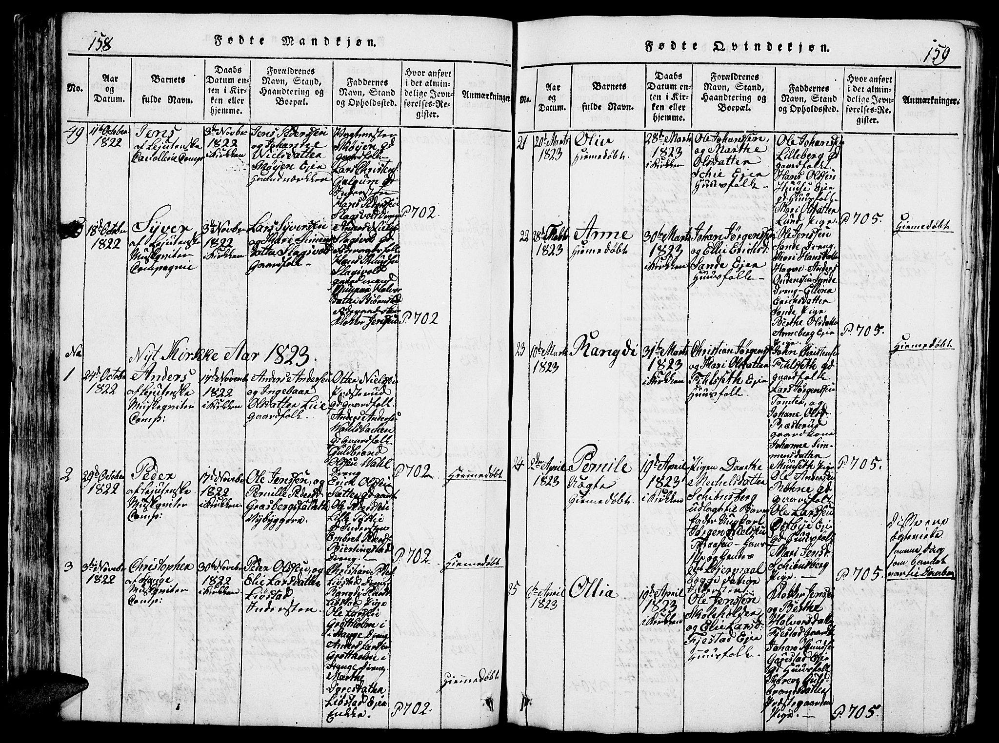 Romedal prestekontor, AV/SAH-PREST-004/L/L0005: Parish register (copy) no. 5, 1814-1829, p. 158-159